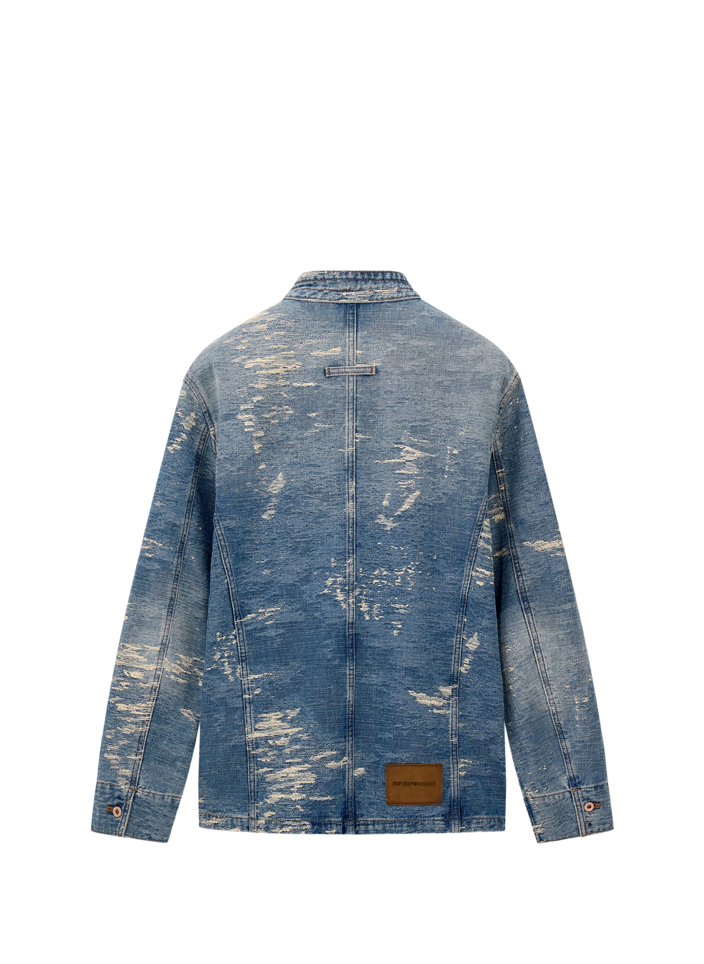 Veste effet déchiré en denim de coton EMPORIO ARMANI Bleu