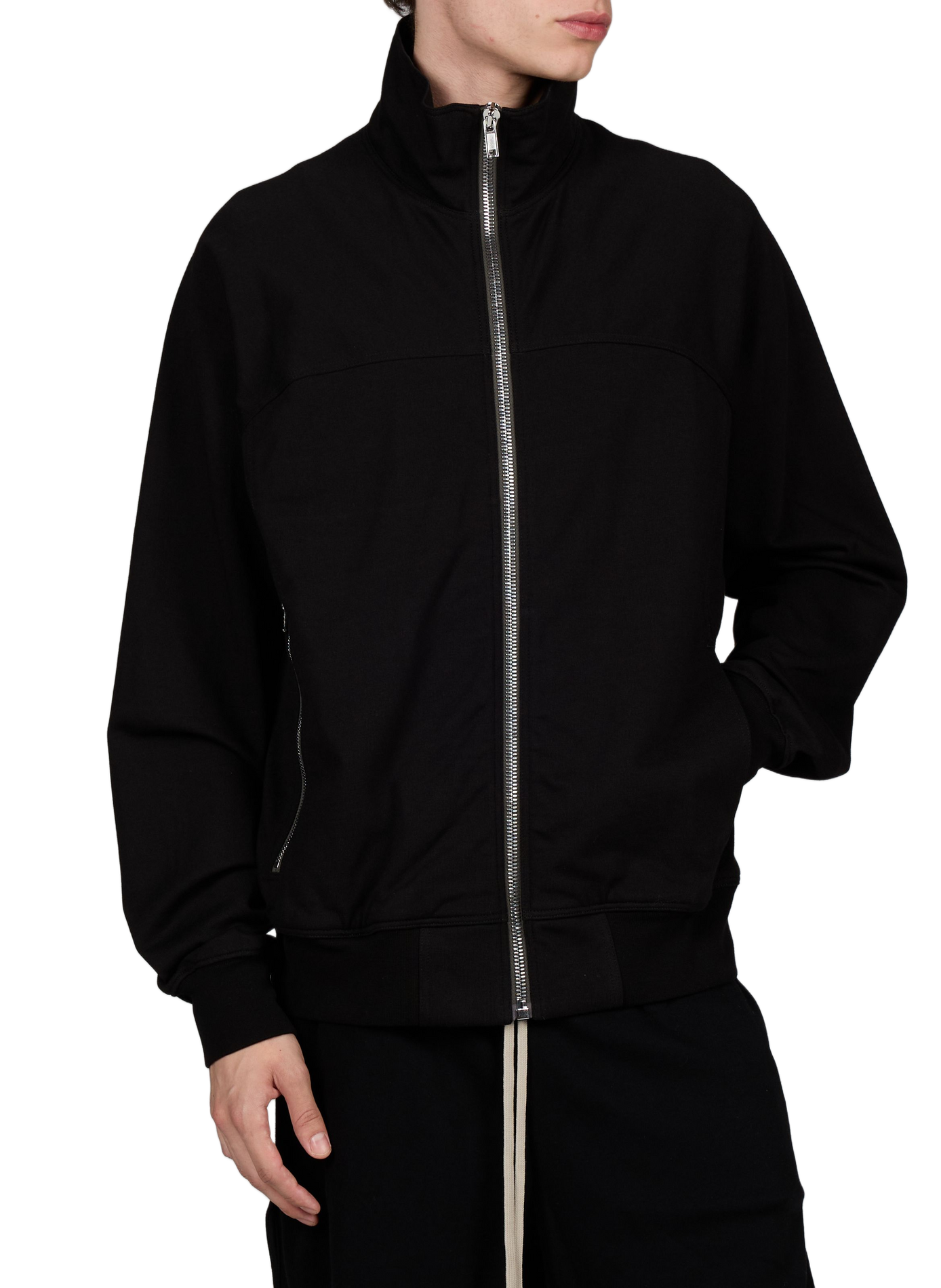 Jas met opstaande kraag en rits in effen kleur RICK OWENS Zwart