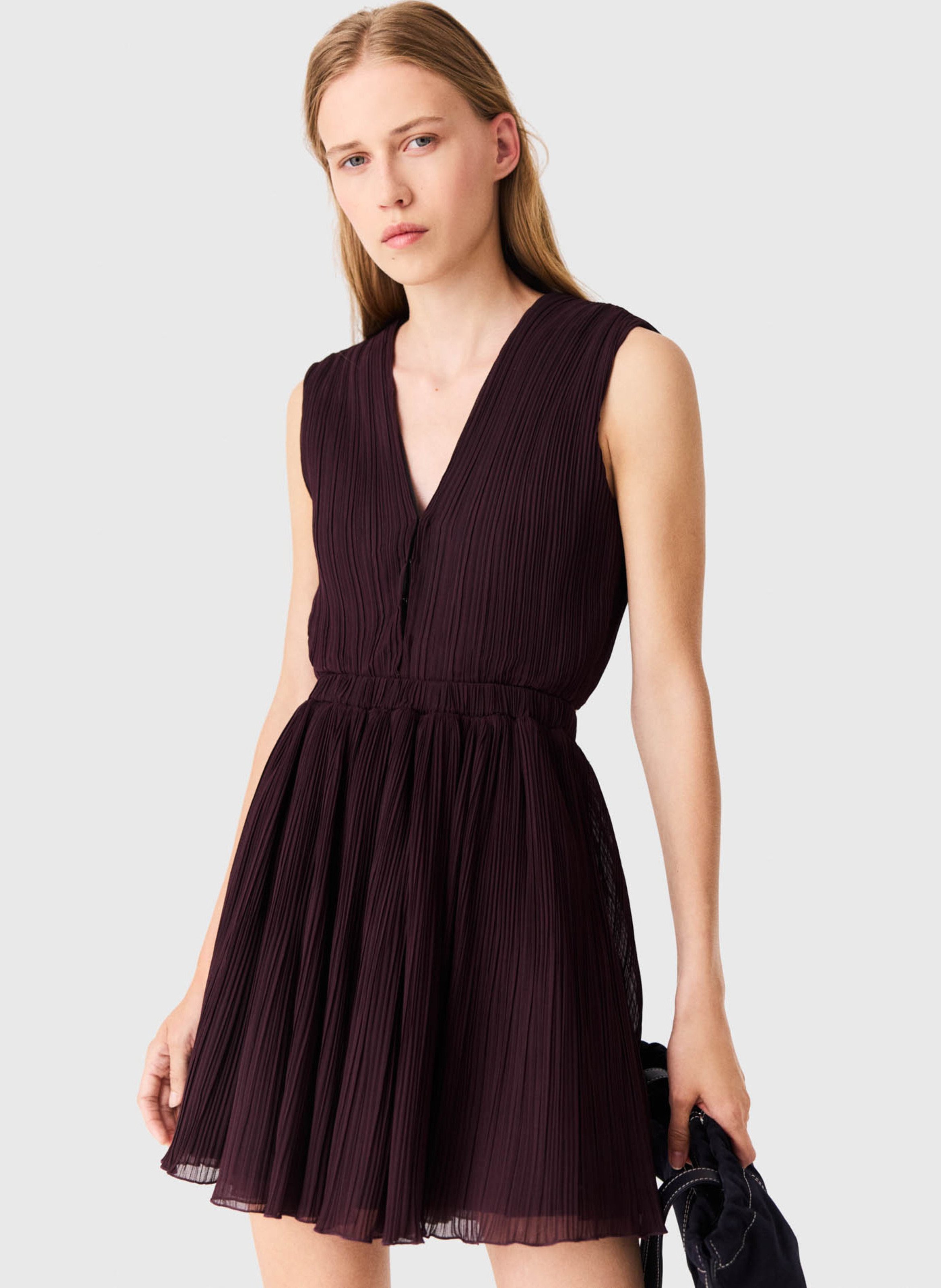 Robe courte côtelée MAJE Violet