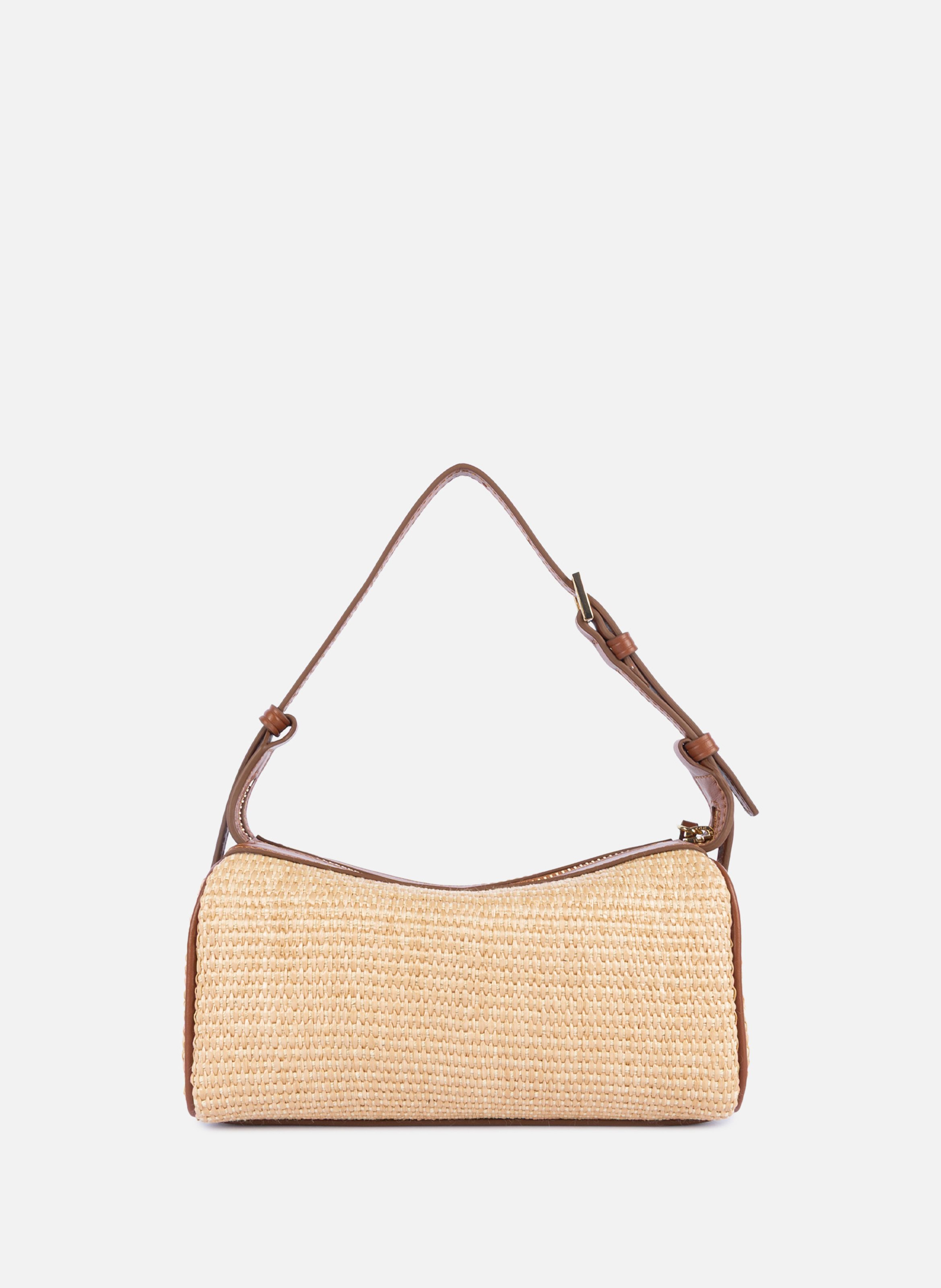 Petit sac rectangle - mini osier LANCASTER Marron