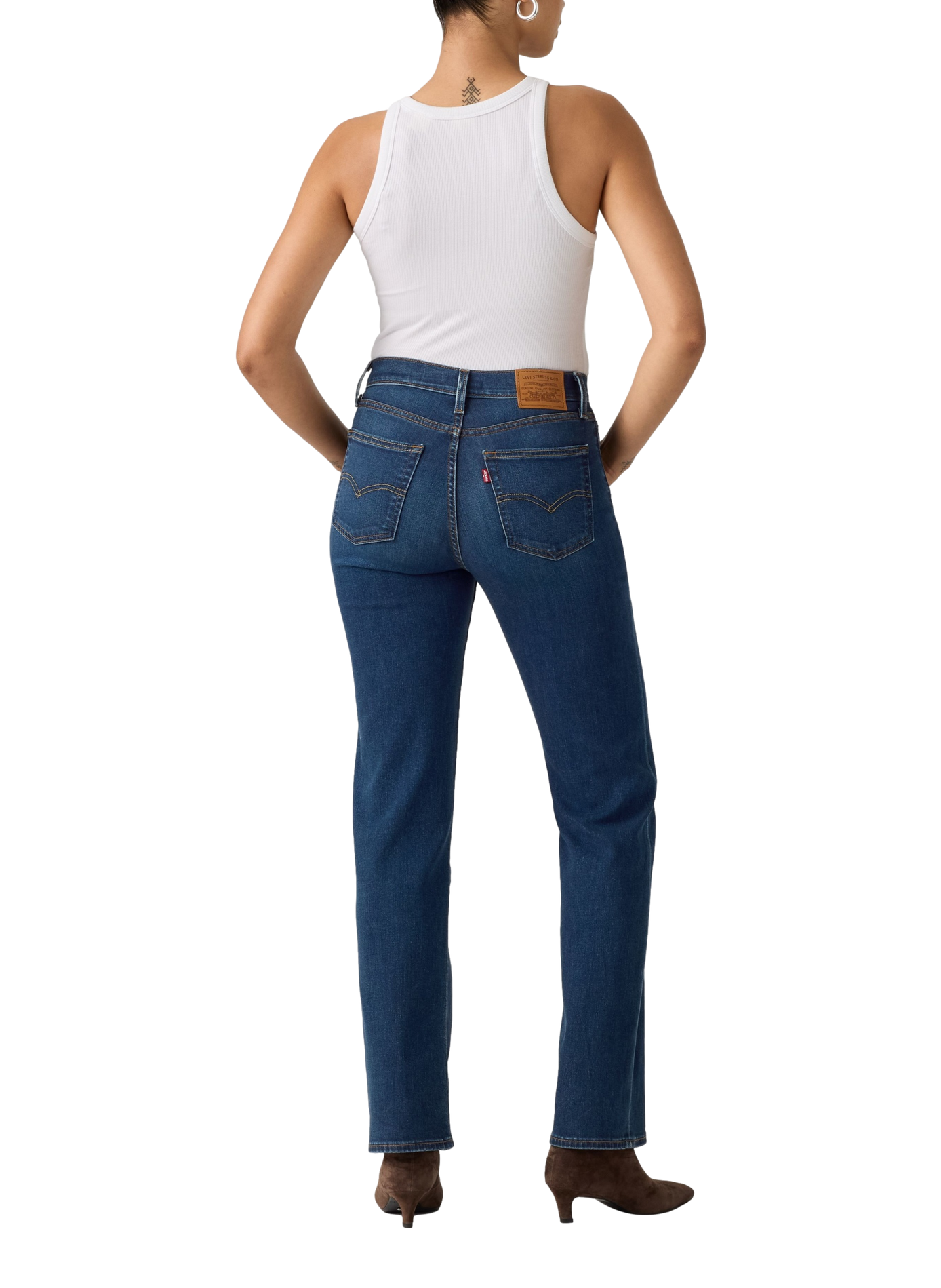 Slim jeans 722 met hoge taille van gemengd katoen LEVI'S Blauw