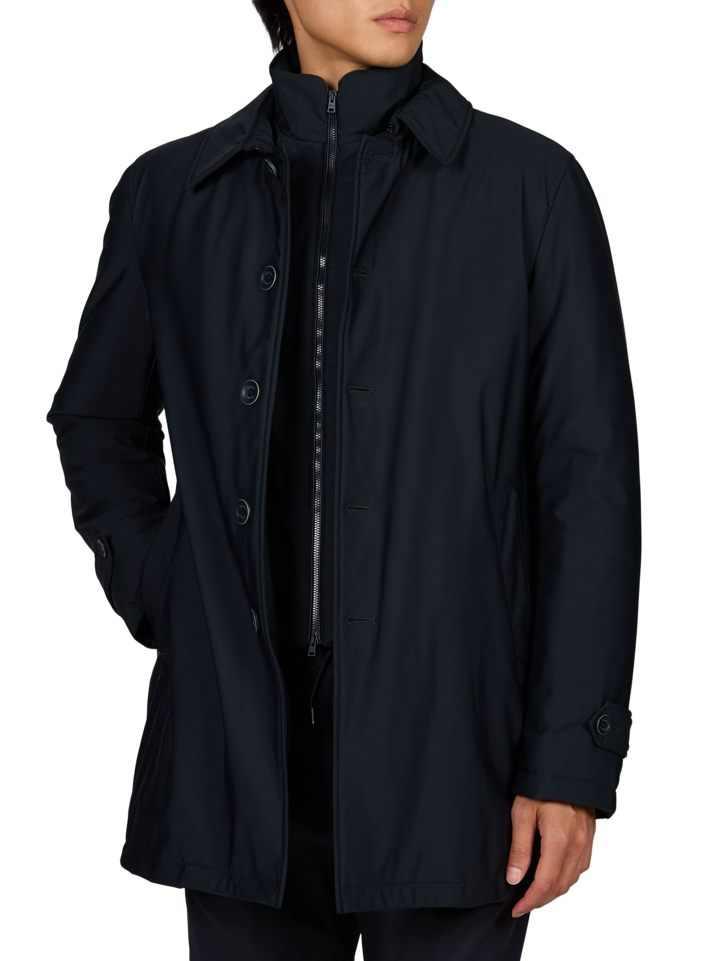 Straight coat with high collar HERNO Blue