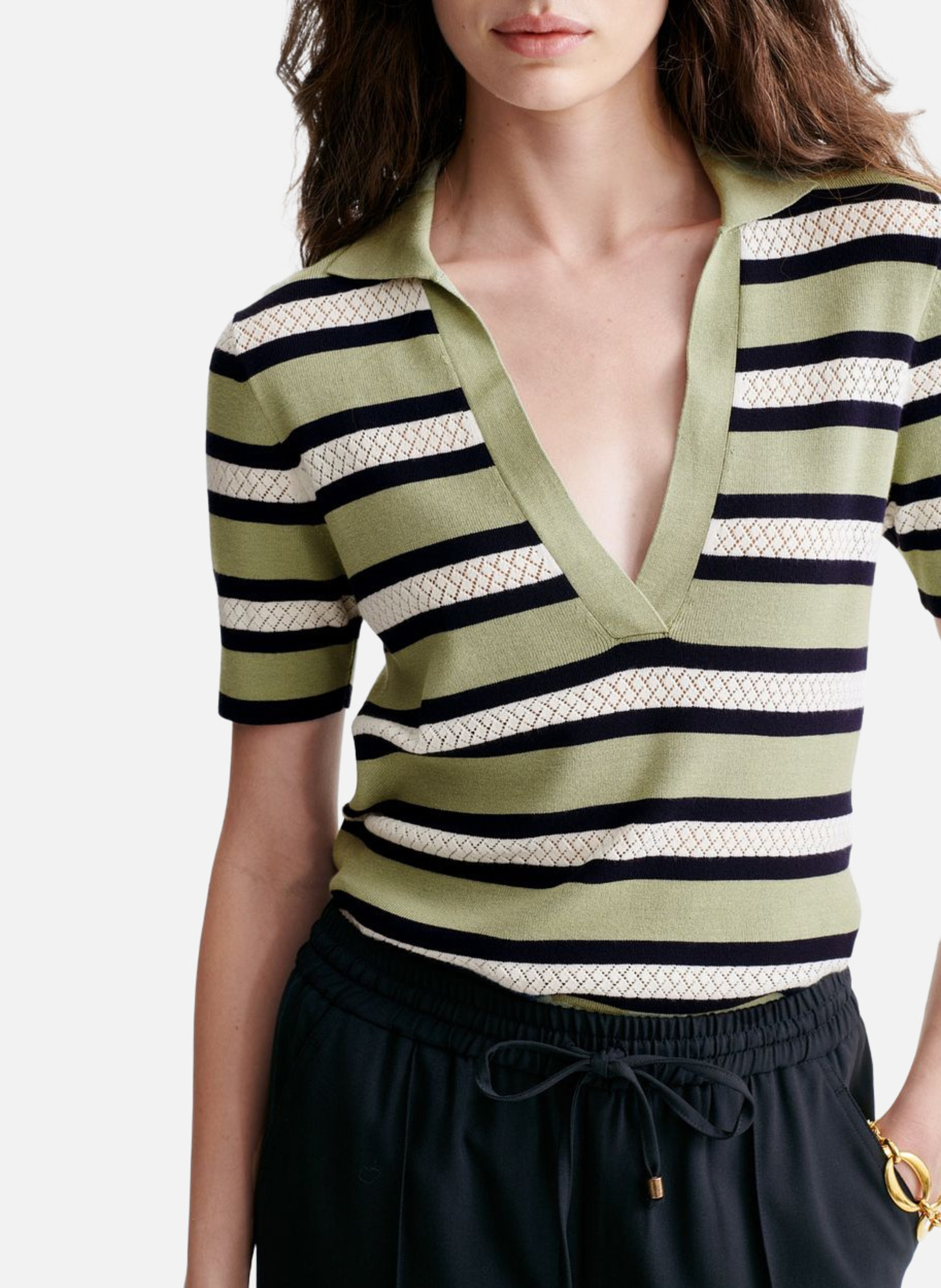 Pull col polo rayé handy VANESSA BRUNO Multicolore