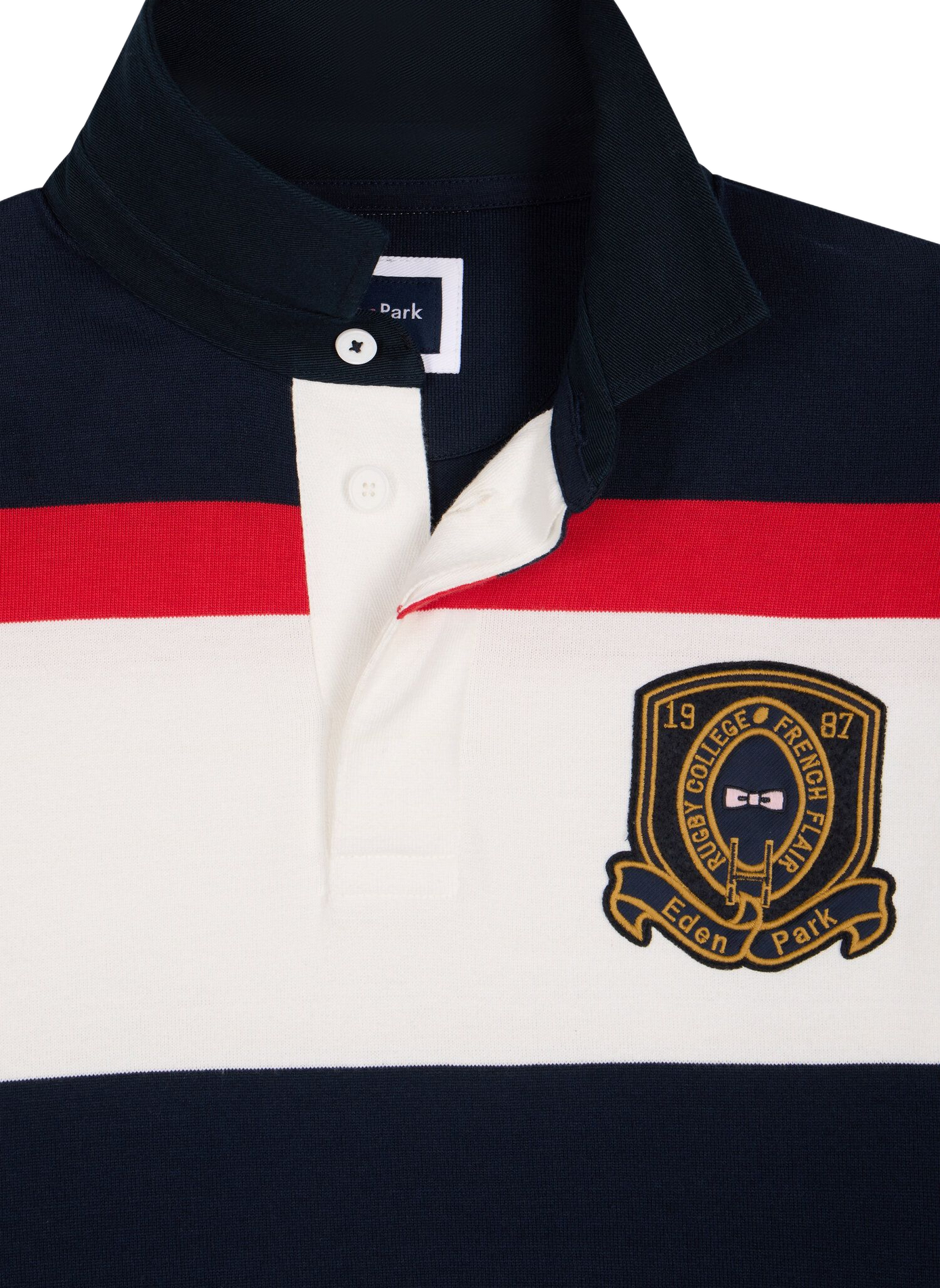 Gerader gestreifter Baumwoll-Poloshirt EDEN PARK Blau