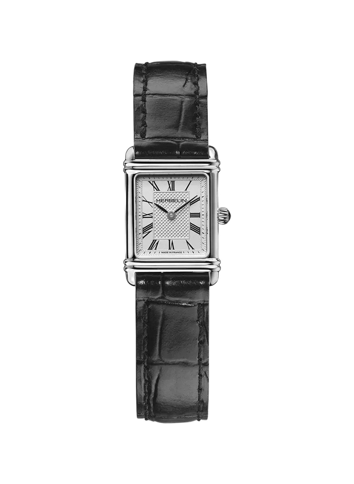 Quarz Armbanduhr im Art-Déco-Stil aus Leder HERBELIN Blau