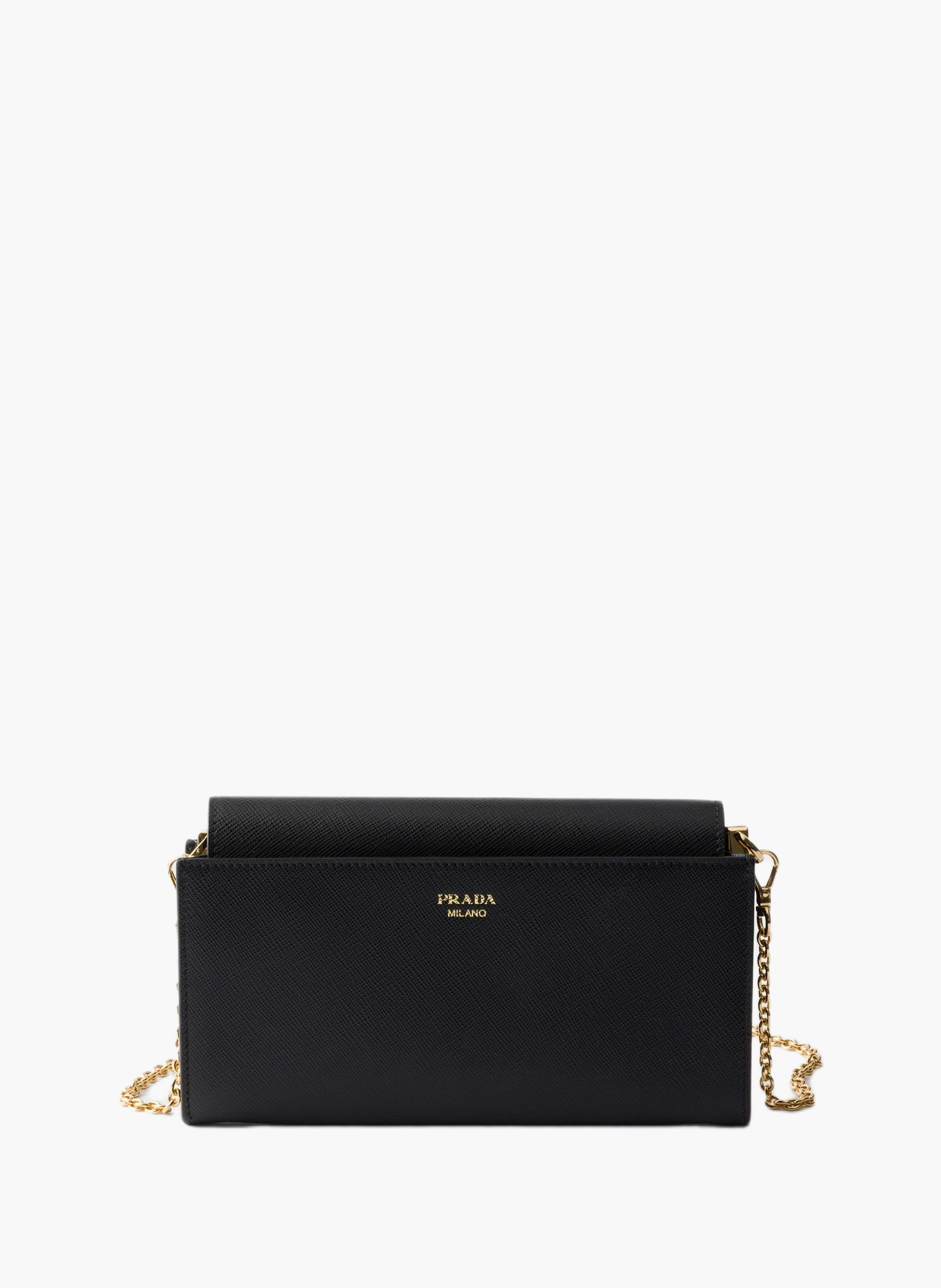 Portefeuille à bandoulière en cuir saffiano PRADA Noir