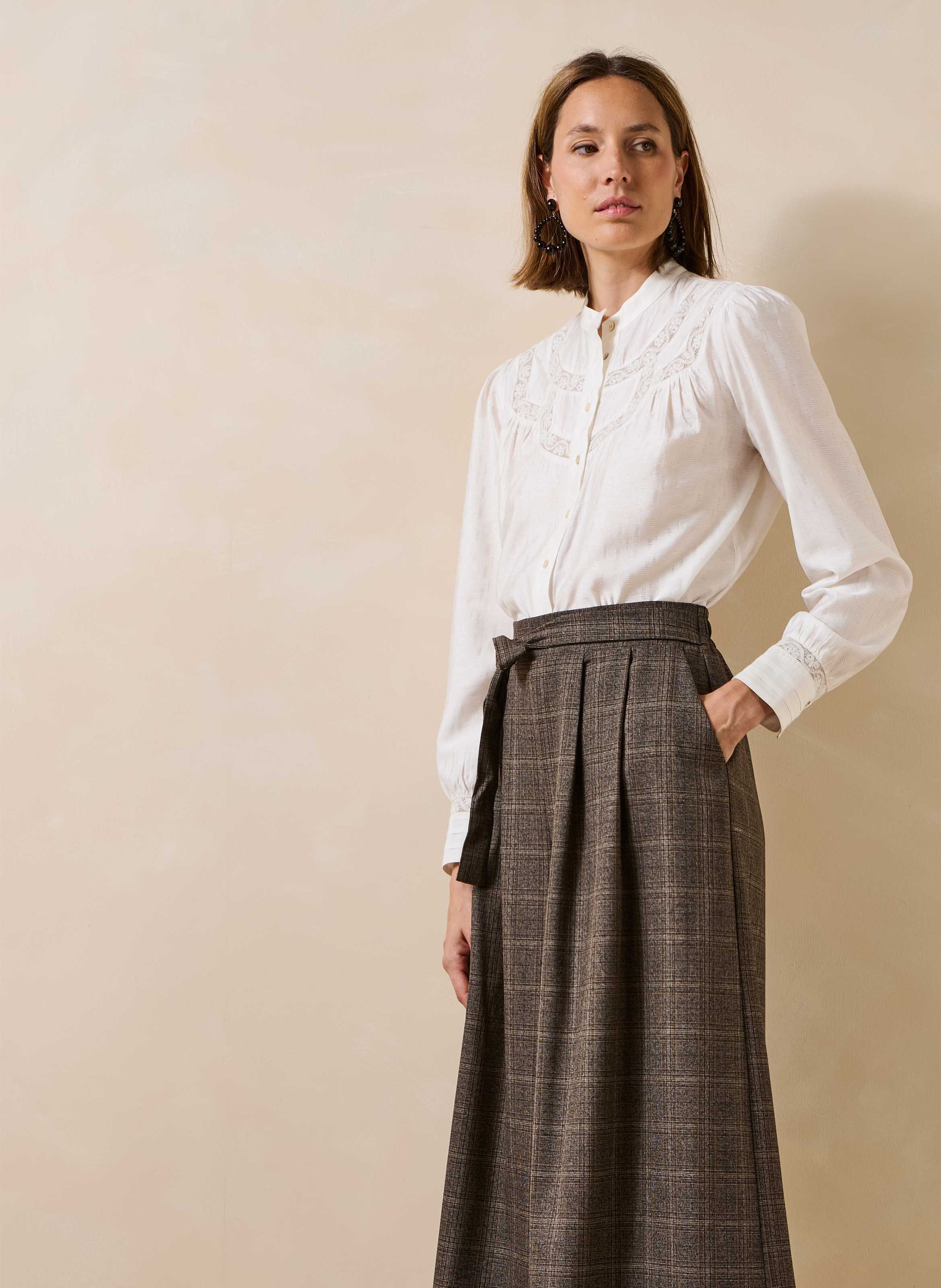 Wijde 7/8-broek met hoge taille LA FEE MARABOUTEE Bruin