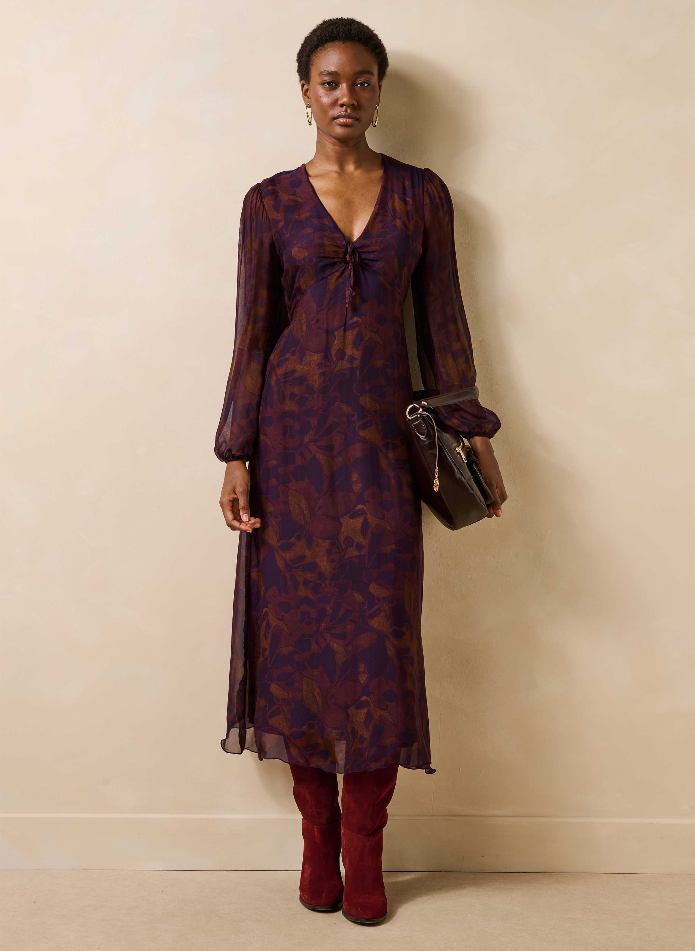 Getailleerde jurk met V-hals en print LA FEE MARABOUTEE Veelkleurig