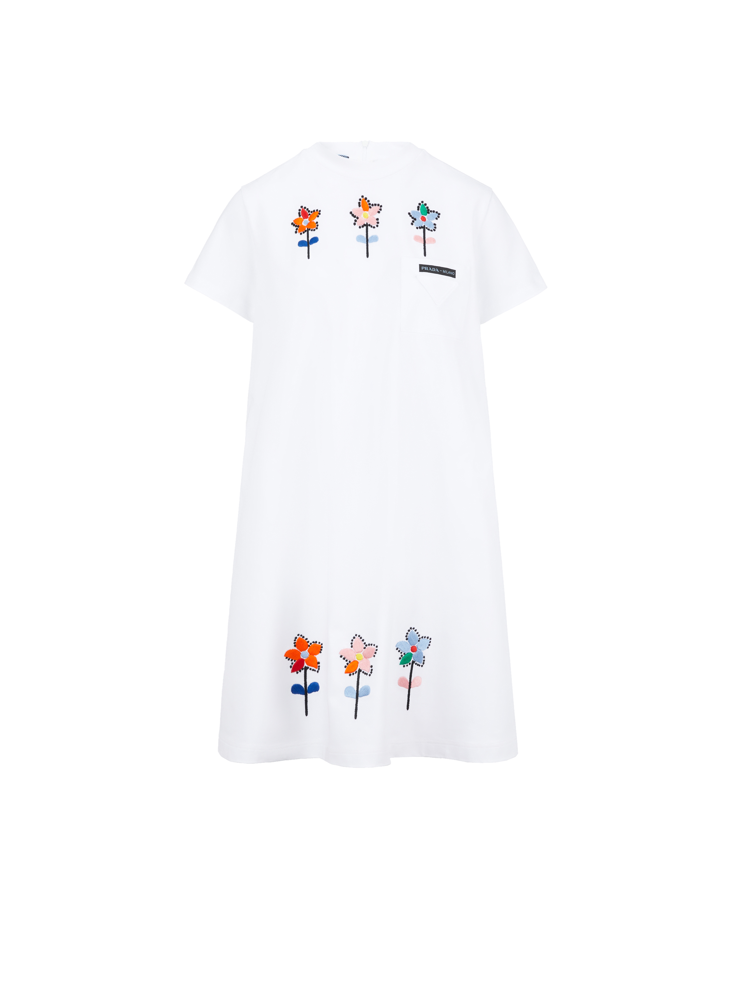 PRADA Embroidered cotton Dress White