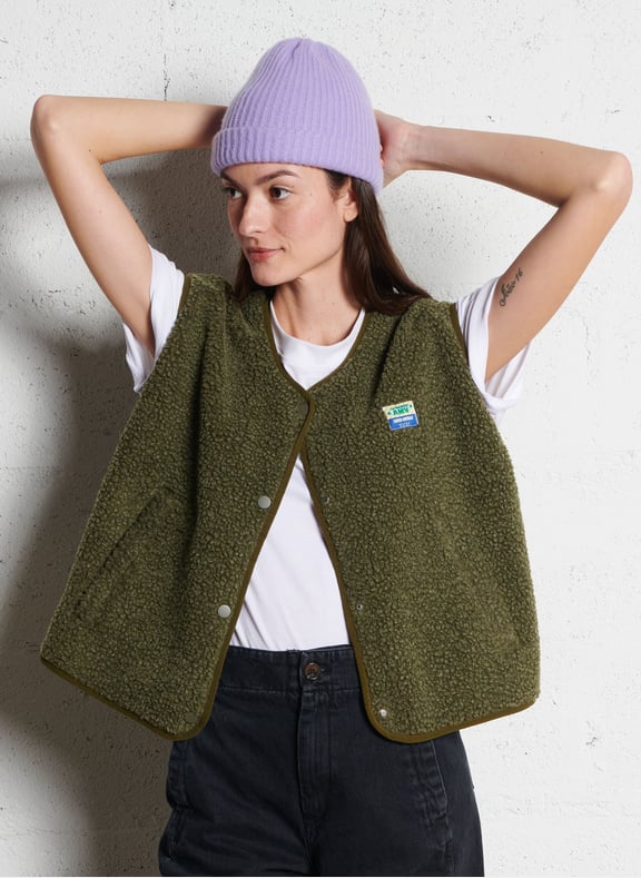 Gilet col rond molletonné sans manches hoktown Vert by AMERICAN VINTAGE AMERICAN VINTAGE Gilet col rond molletonné sans manches hoktown Vert