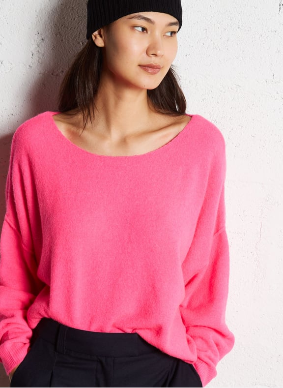 Pull col bateau en laine mélangée damsville Rose by AMERICAN VINTAGE AMERICAN VINTAGE Pull col bateau en laine mélangée damsville Rose