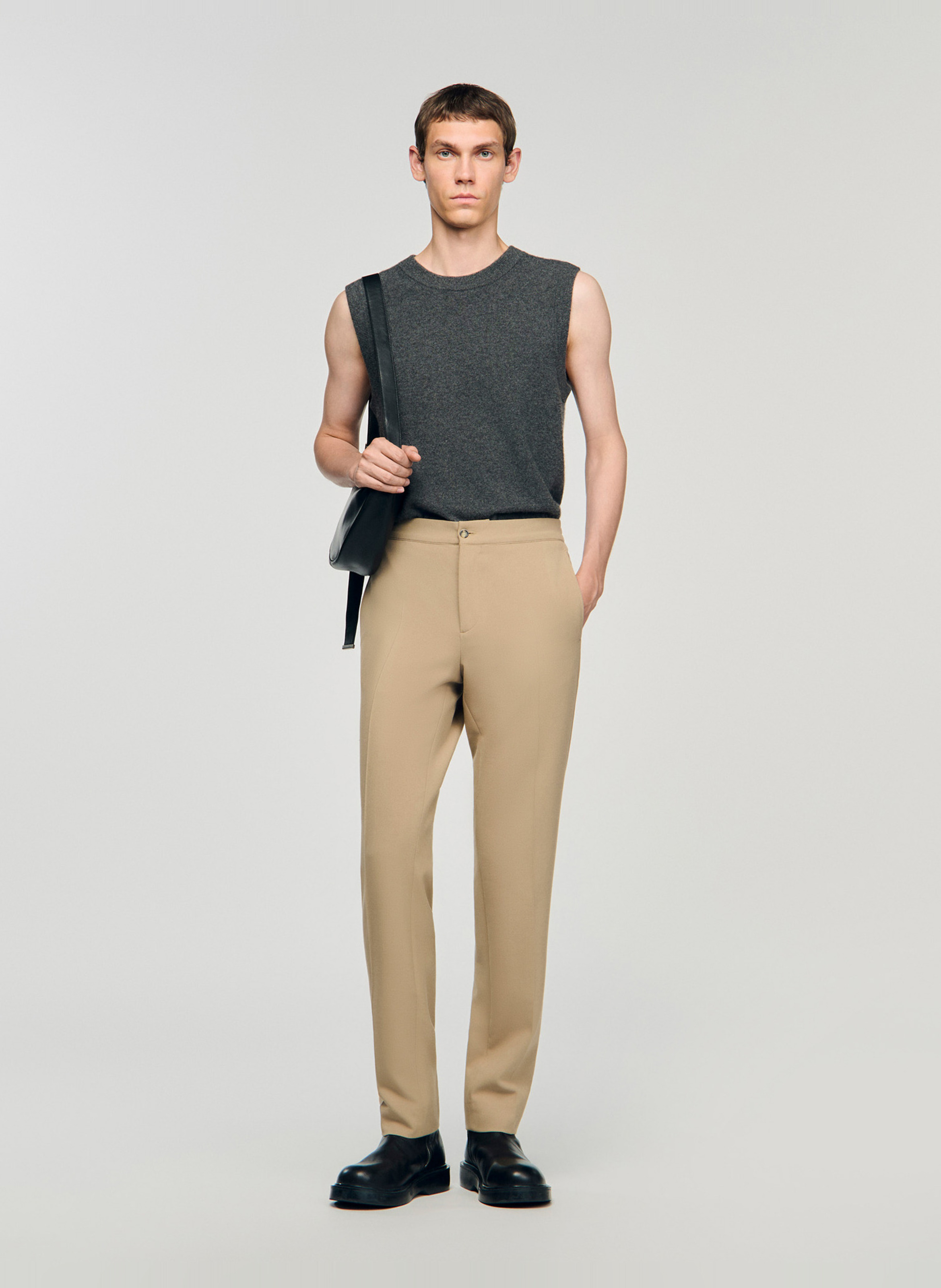 Pantalon droit SANDRO Beige