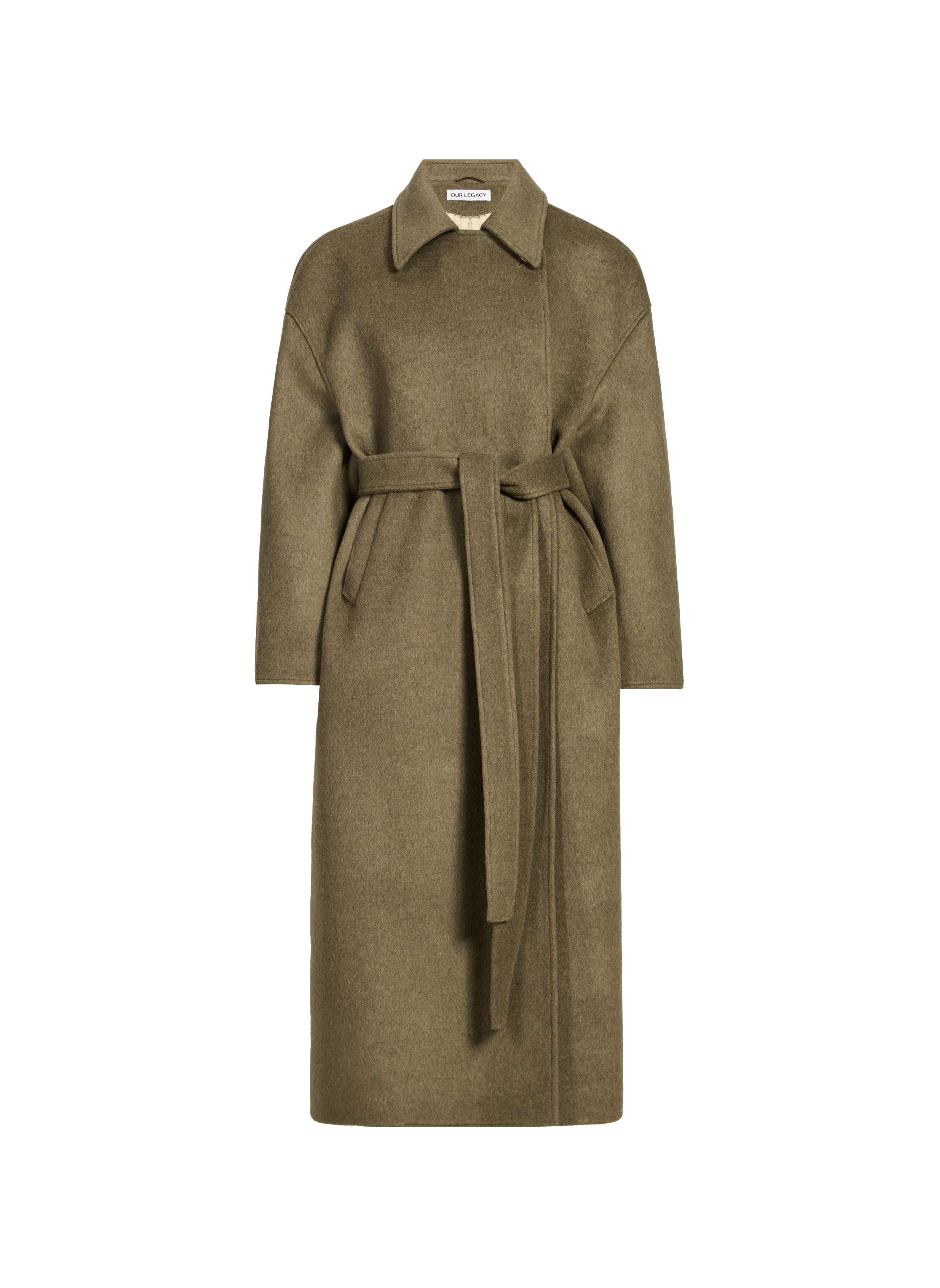 OUR LEGACY Manteau col classique en laine mélangée Kaki