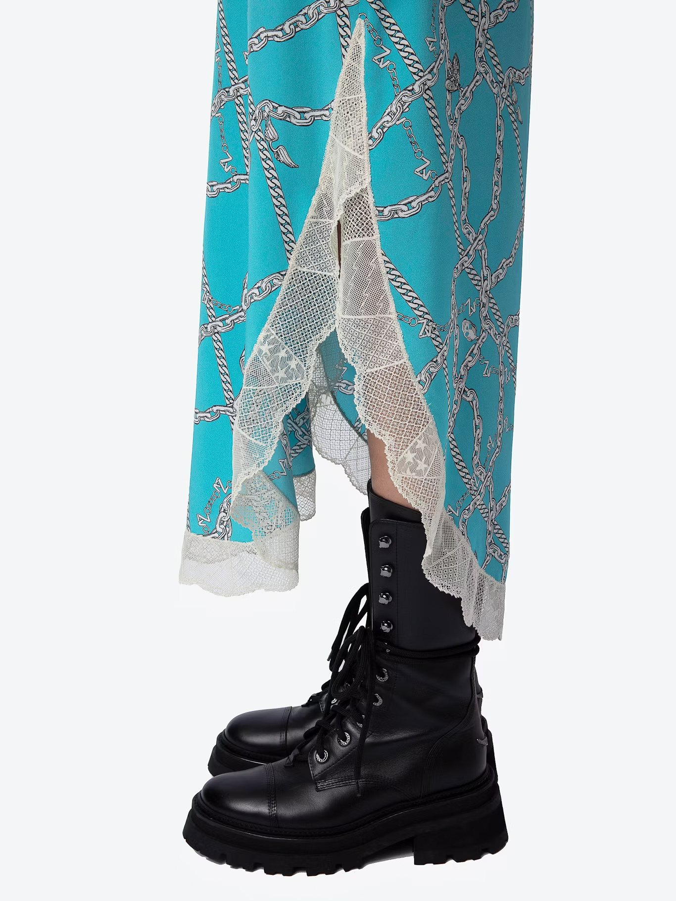 Robe longue imprimée à dentelle en soie ristyl ZADIG&VOLTAIRE Bleu