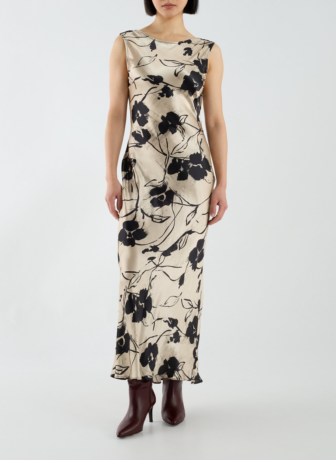 Robe longue de soirée imprimée Tsmaureen TOPSHOP Noir