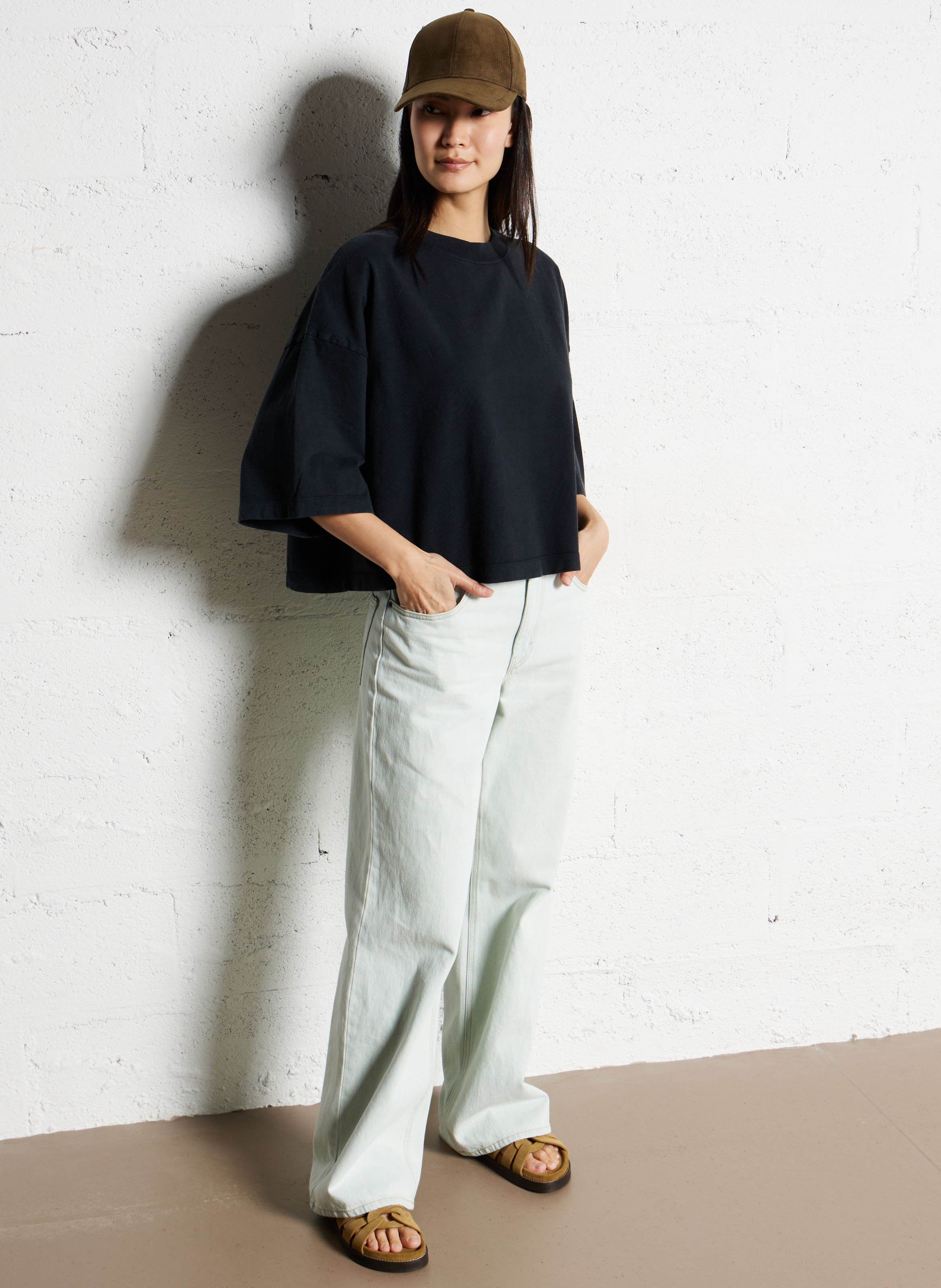 Tee-shirt oversize en coton afoma AMERICAN VINTAGE Noir