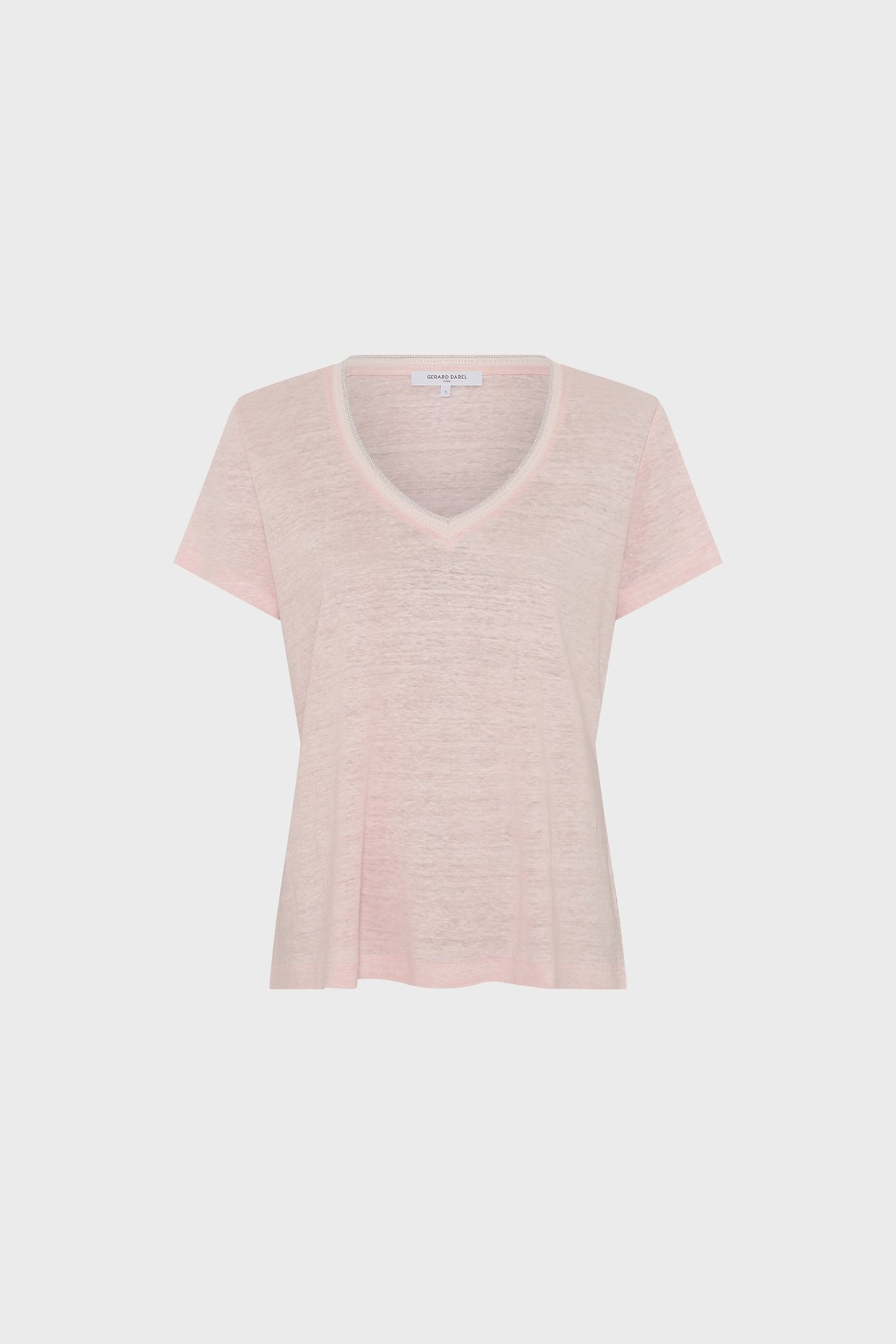 T-shirt v en lin à lurex - mirana GERARD DAREL Rose