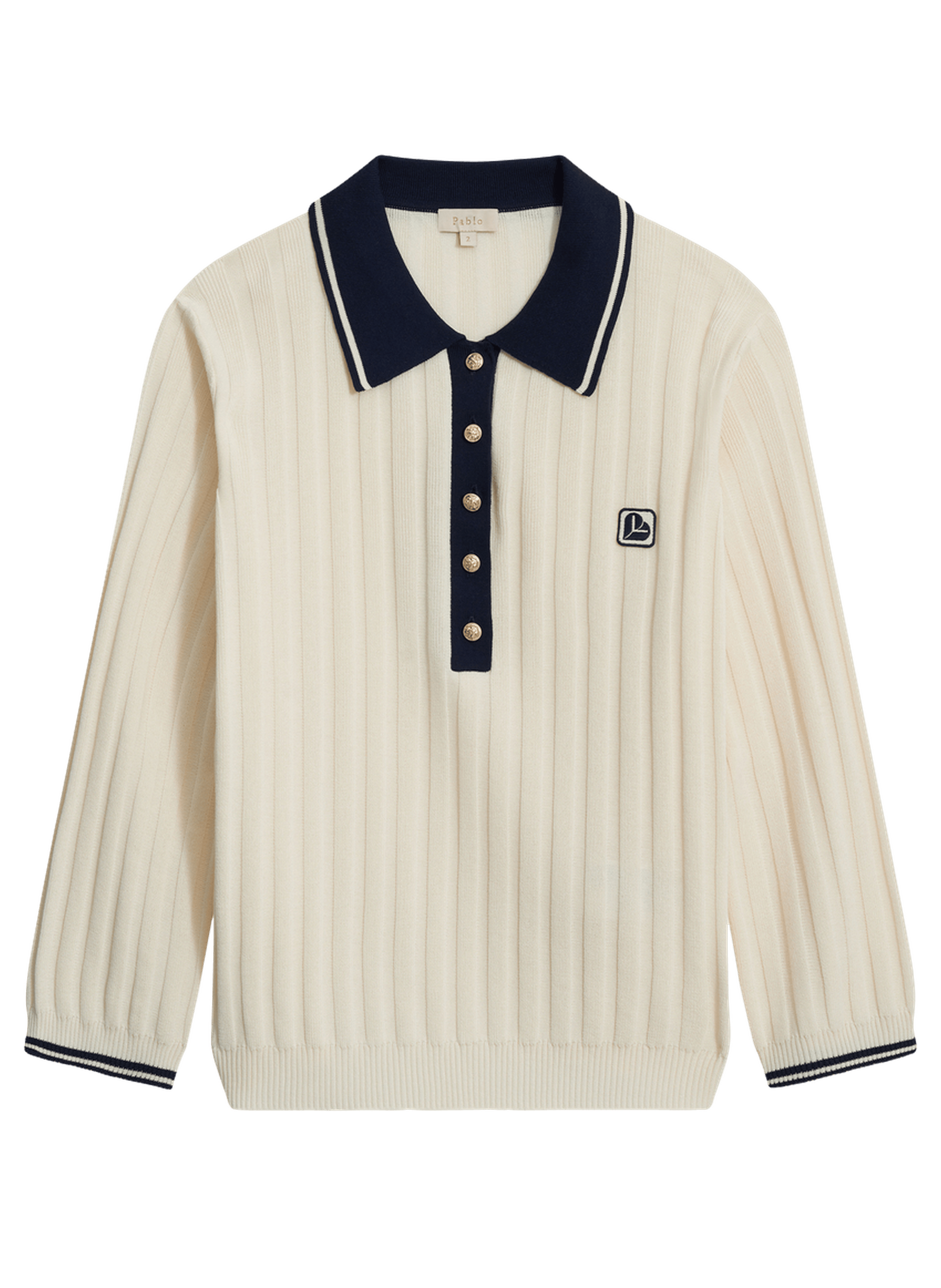 Polo contrasté à boutons dorés - lenaig PABLO Beige