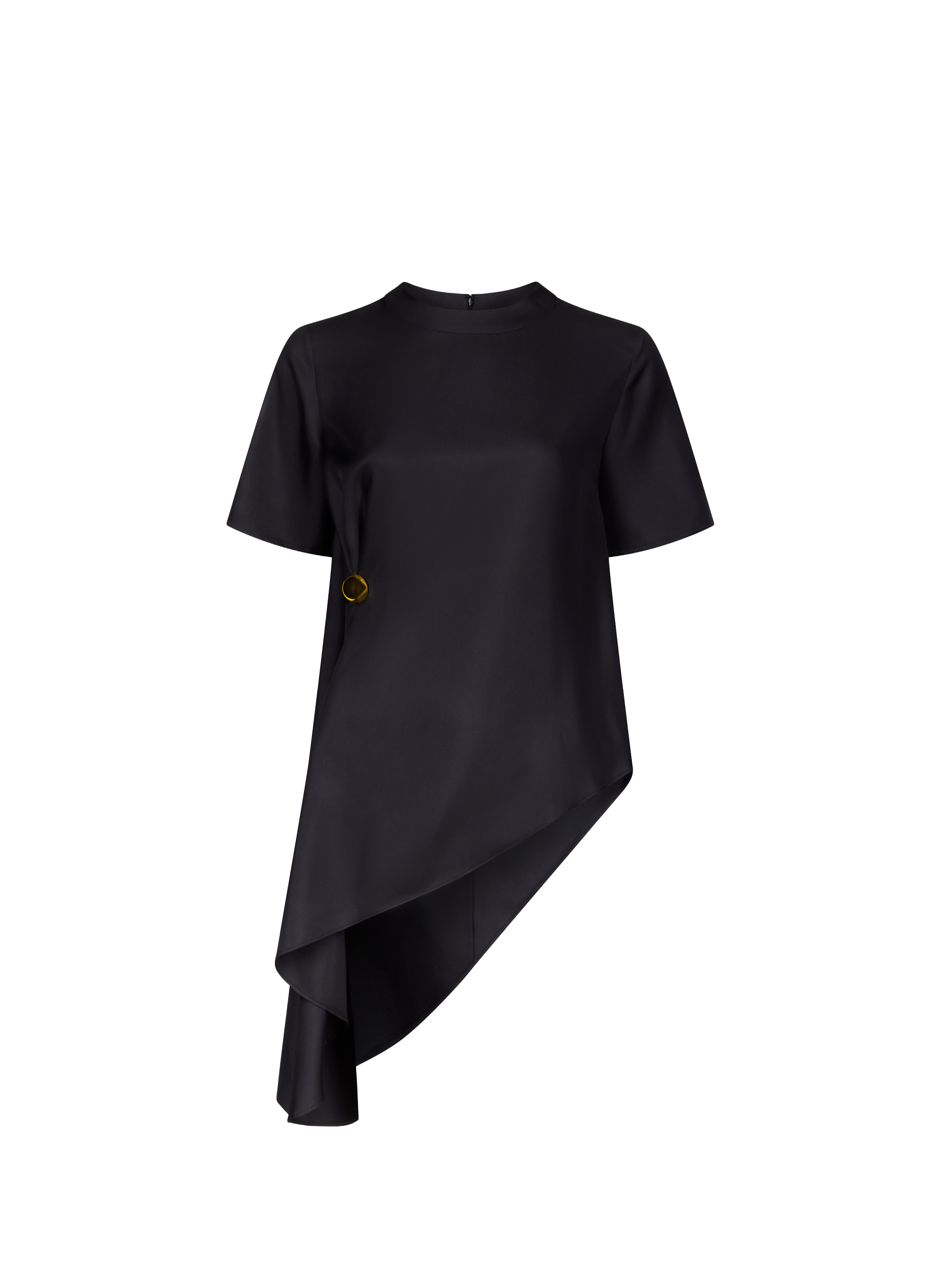 Silk short-sleeve asymmetric top LOULOU DE SAISON Black
