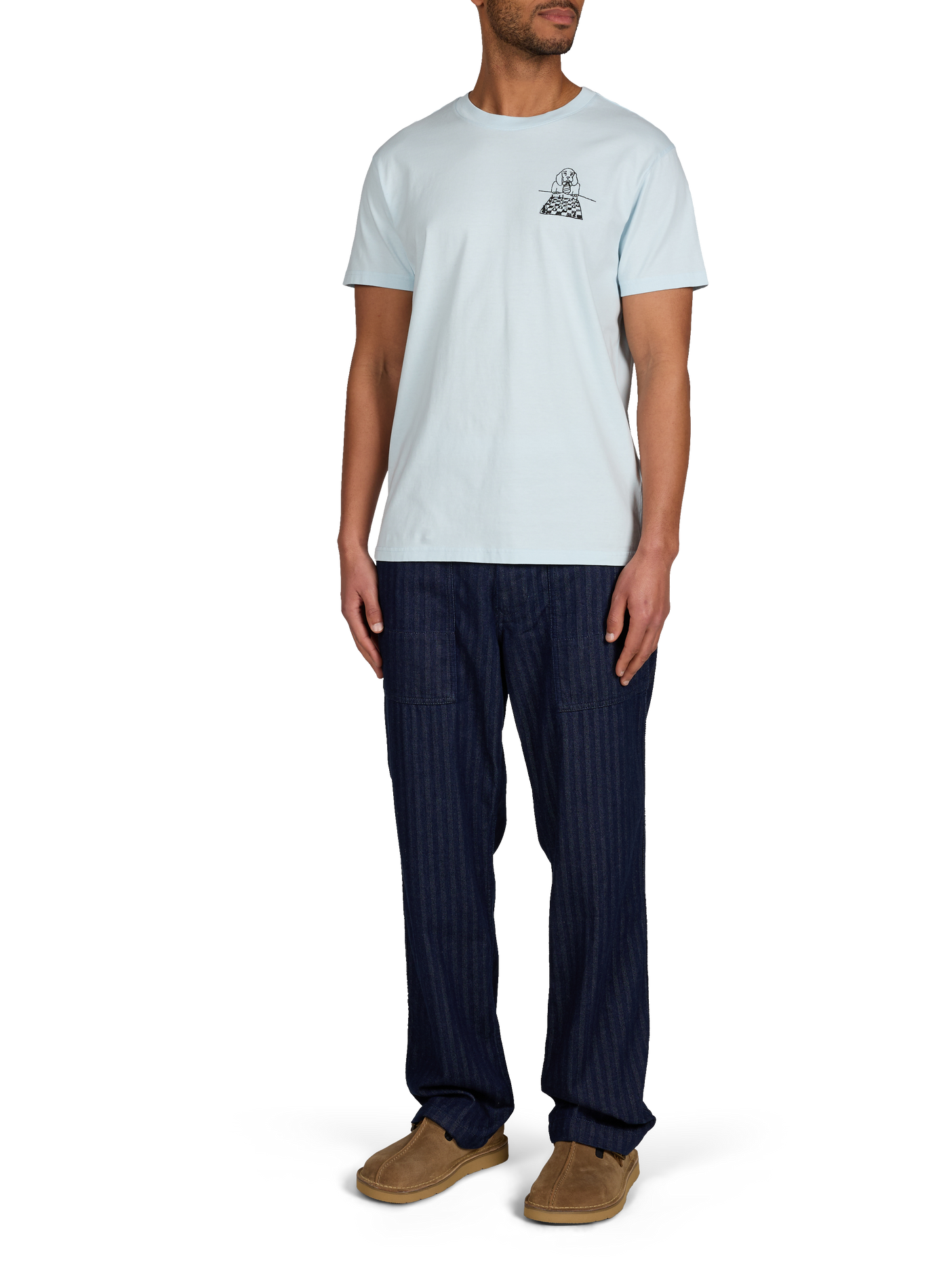 T-shirt Popincourt brodé en coton biologique MAISON LABICHE Bleu