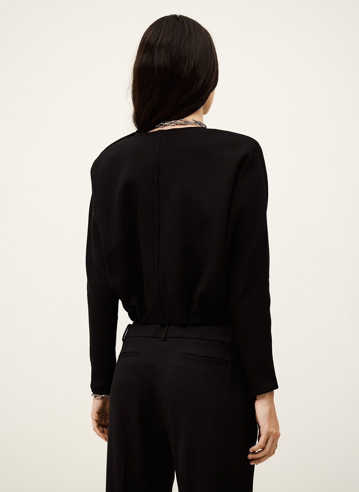 Top bouffant col rond en coton mélangé branny BA&SH Noir