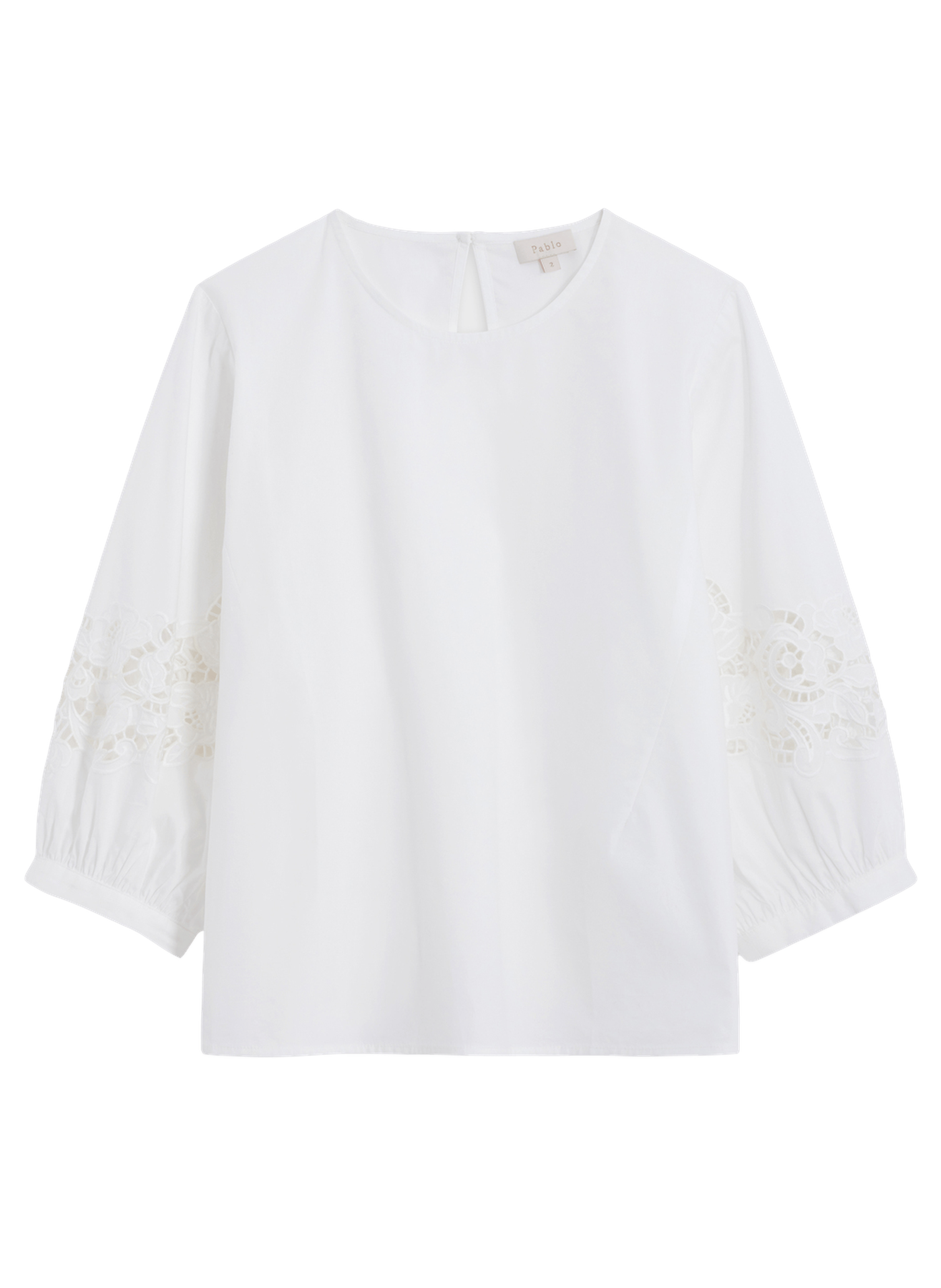 Blouse en coton à broderies - clemence PABLO Blanc