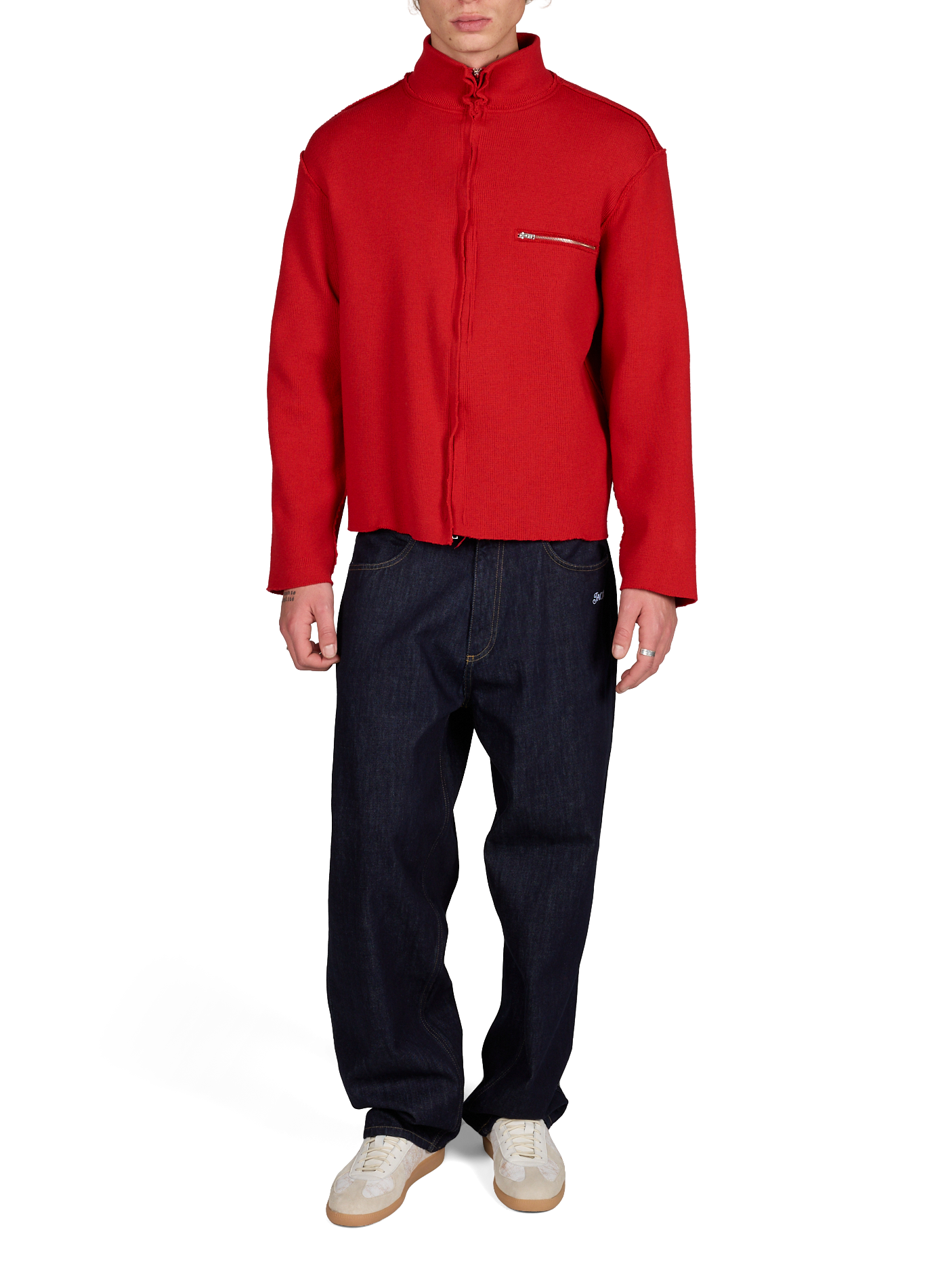 Zip-up high neck vest CAMIEL FORTGENS Red