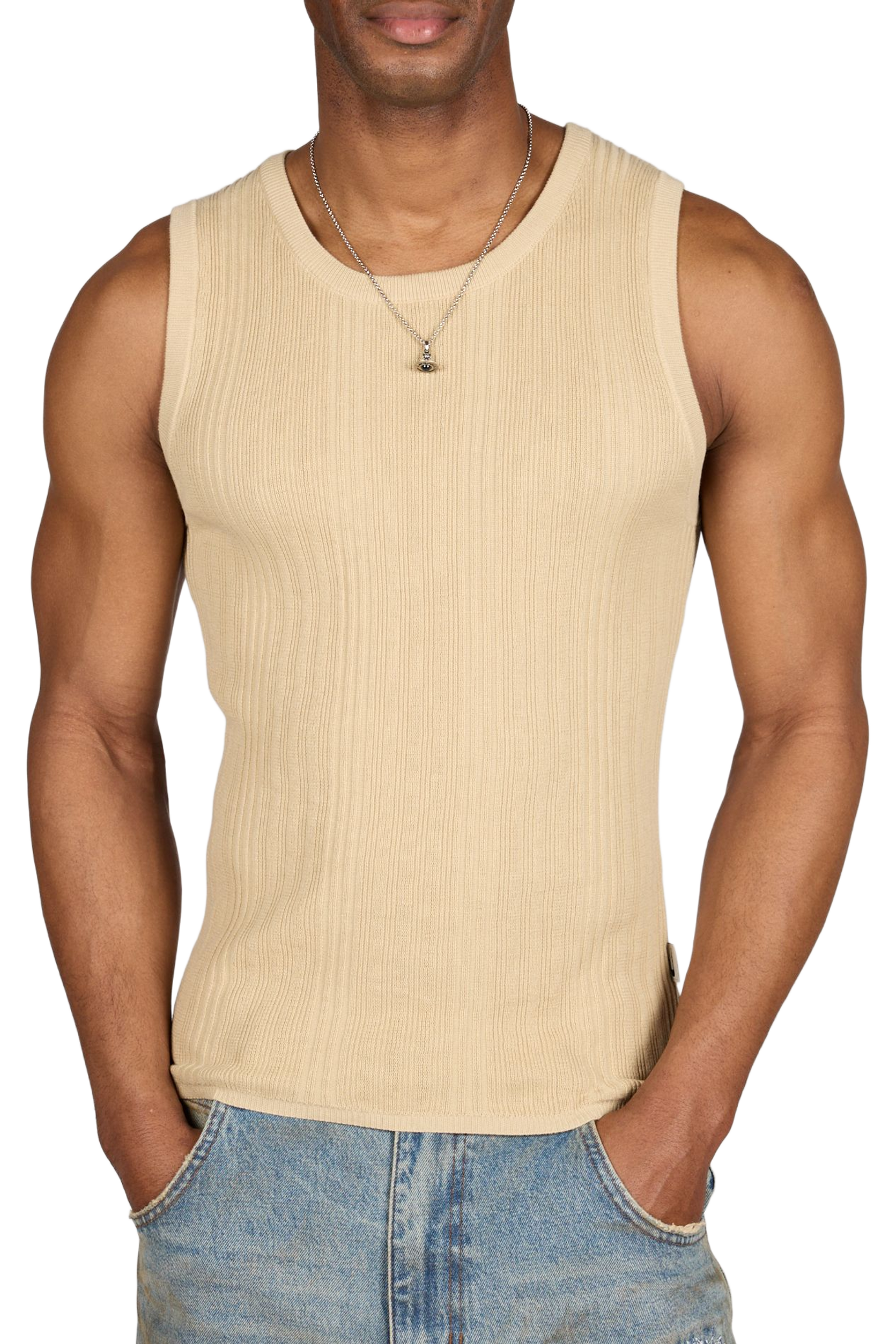 Débardeur côtelé en coton CARRER Beige