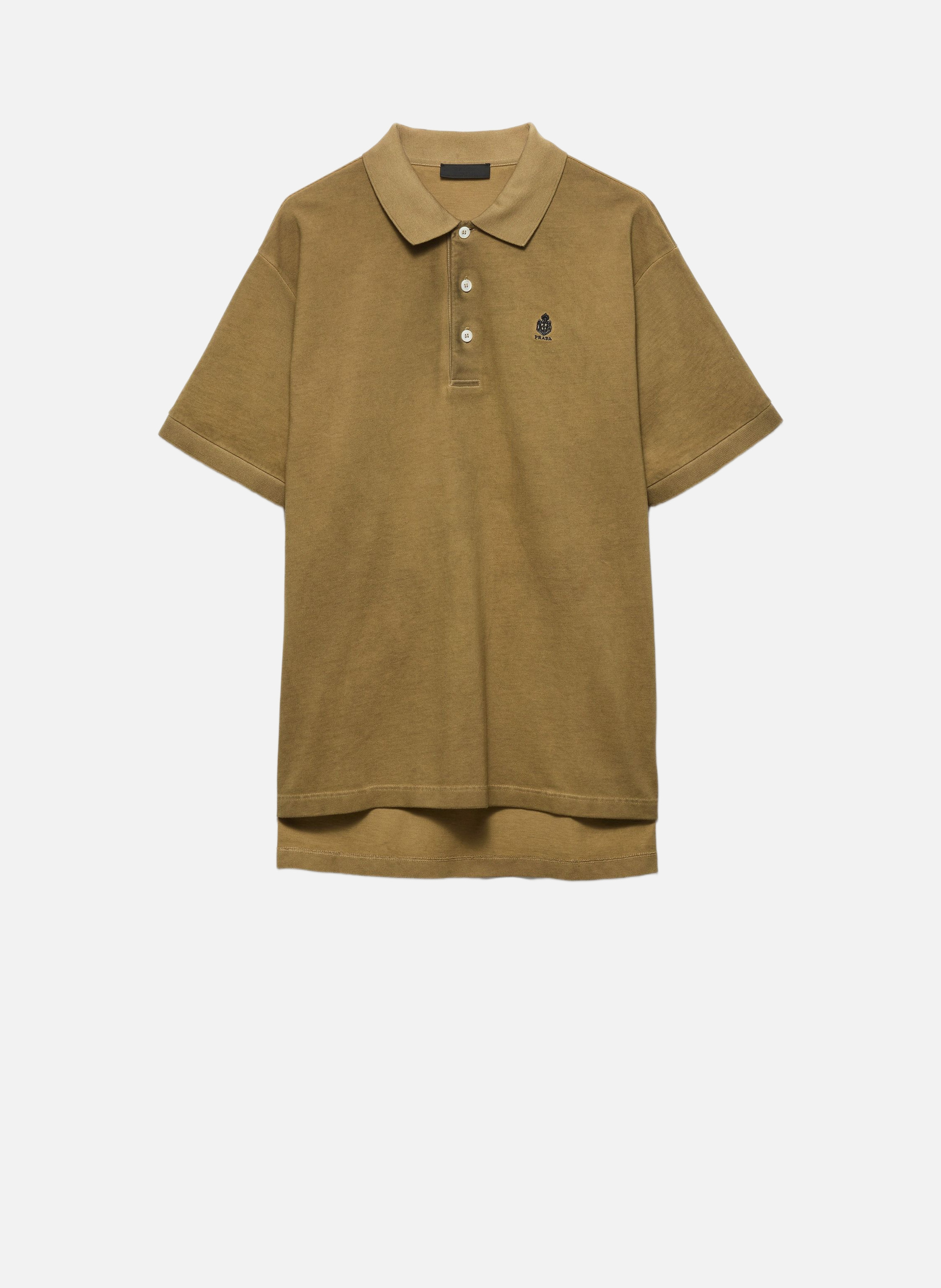 Polo en coton teint en pièce PRADA Marron