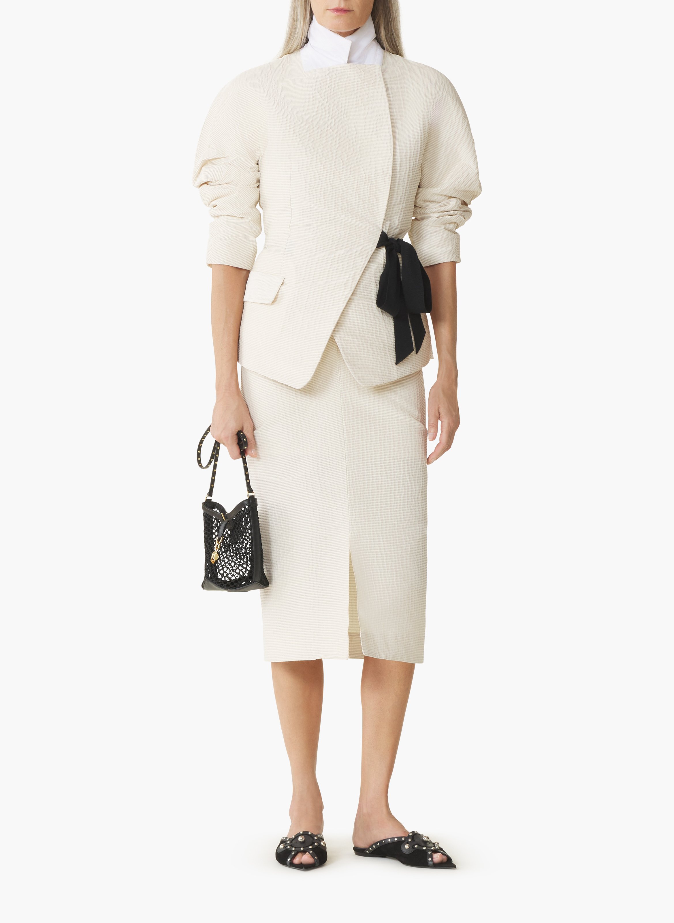Veste ceinturée en jacquard LANVIN Blanc