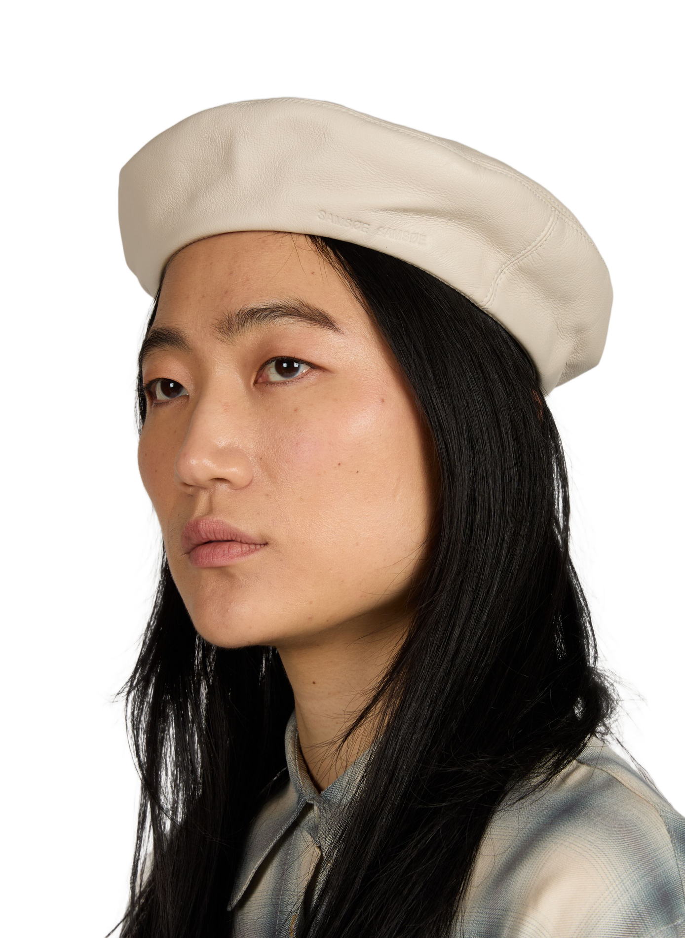 Leather Sadolly beret SAMSOE SAMSOE Beige