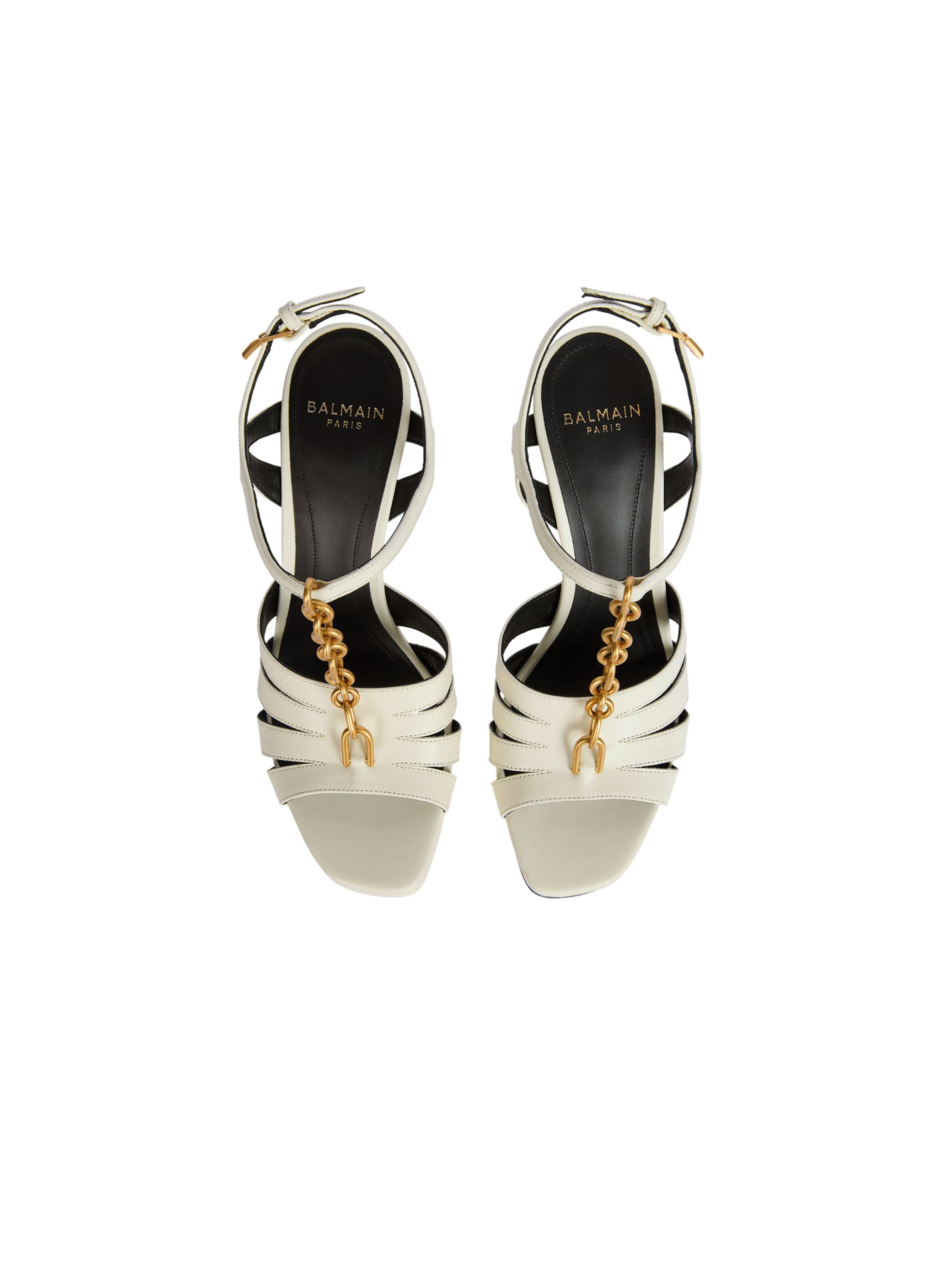 Sandales sync à plateforme en cuir lisse BALMAIN Blanc