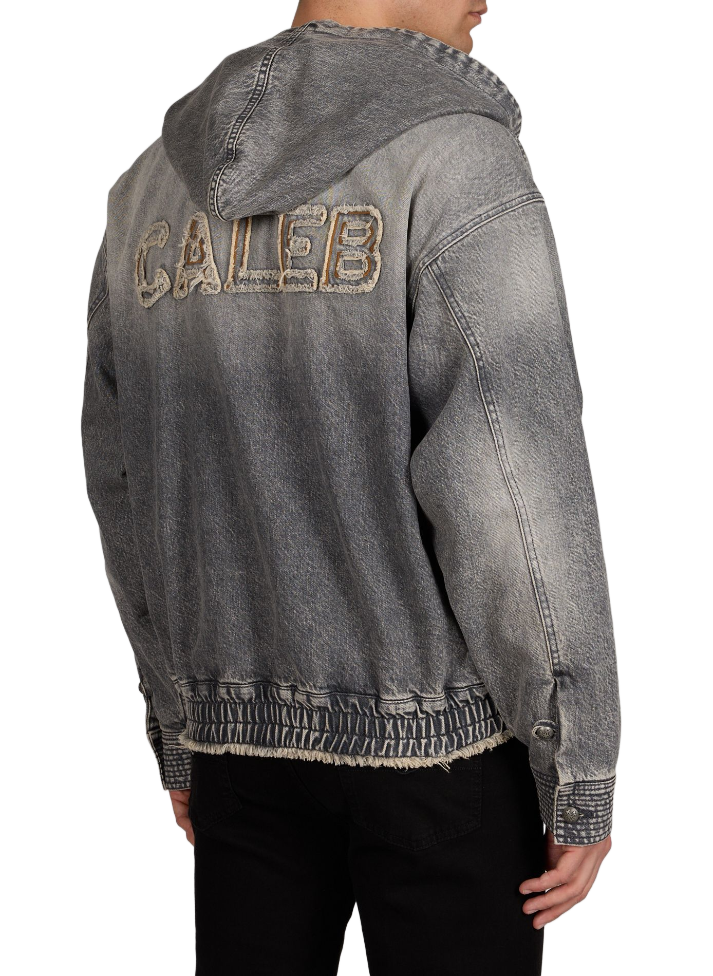 Sweat ample zippé en denim de coton CALEB Gris