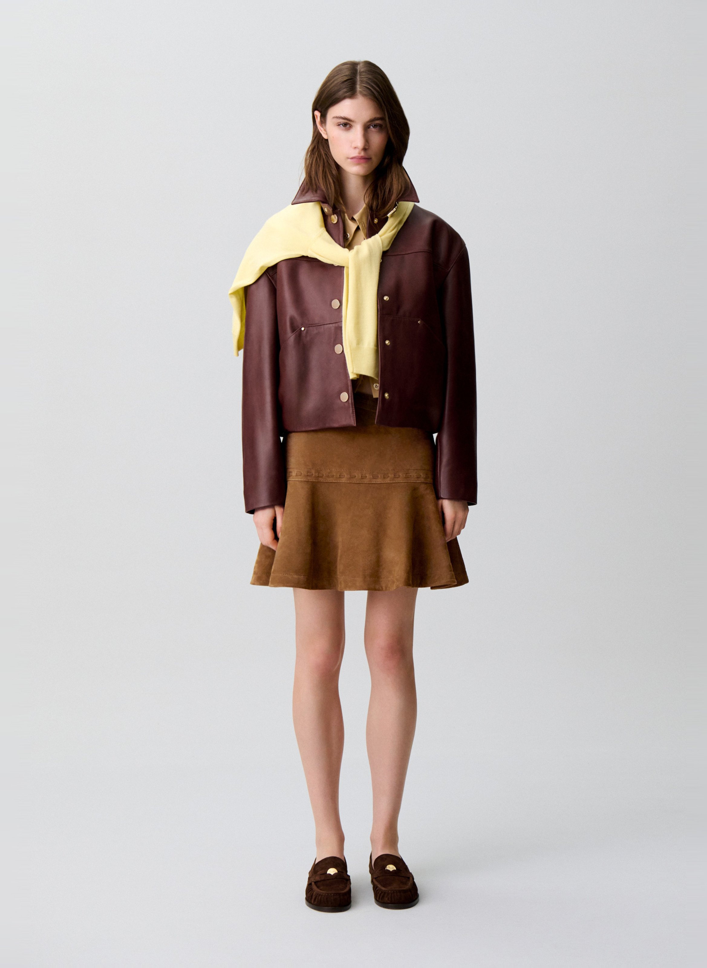Jupe courte évasée CLAUDIE PIERLOT Marron