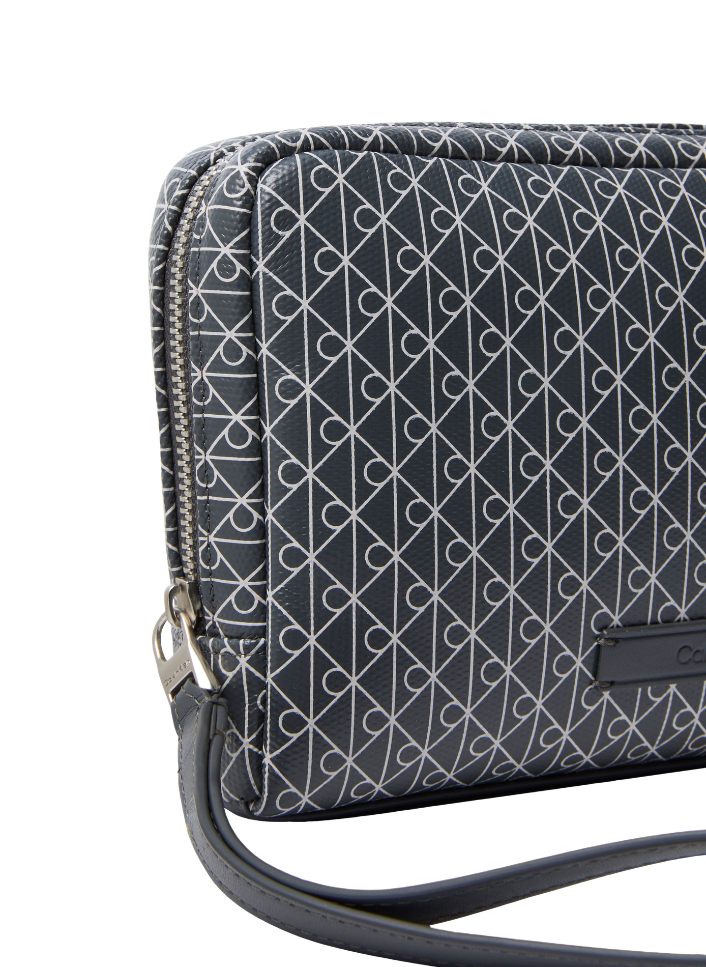 Zippered clutch with logo print CALVIN KLEIN Grey