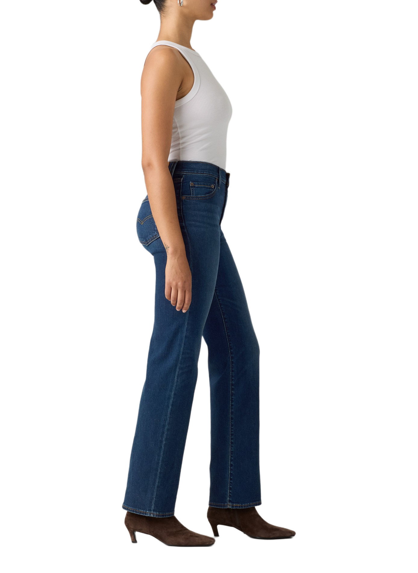 Slim jeans 722 met hoge taille van gemengd katoen LEVI'S Blauw