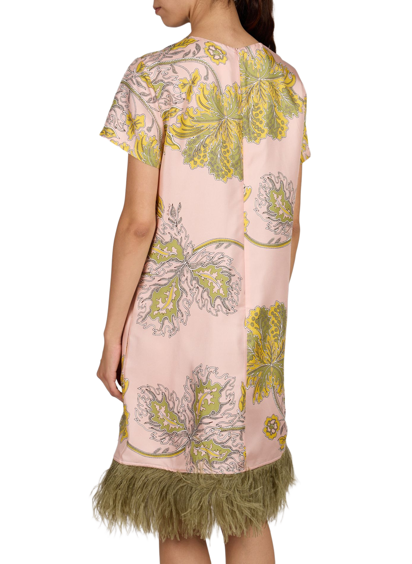 Robe MINI SWING en soie avec plumes LA DOUBLEJ Rose