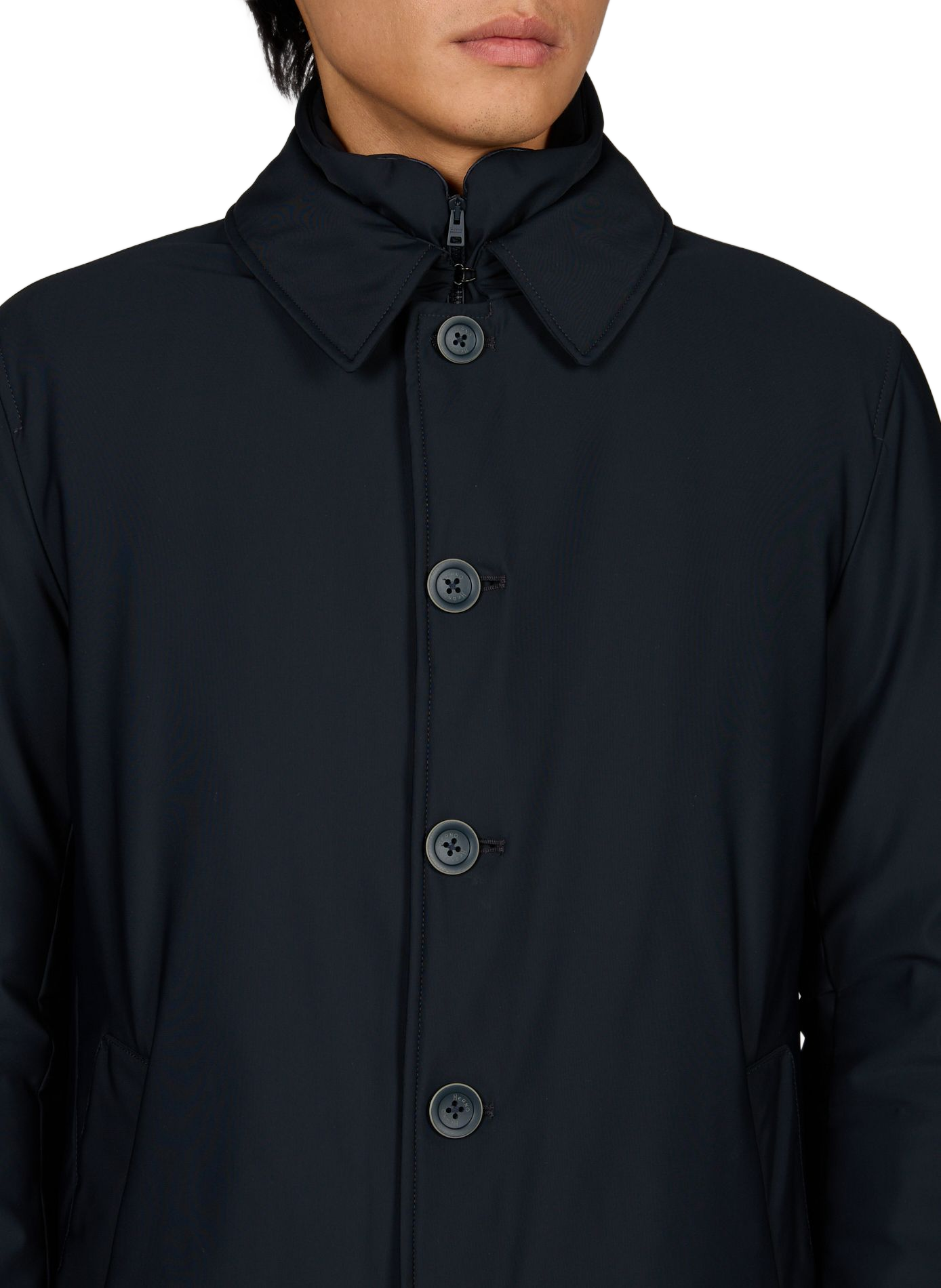 Straight coat with high collar HERNO Blue
