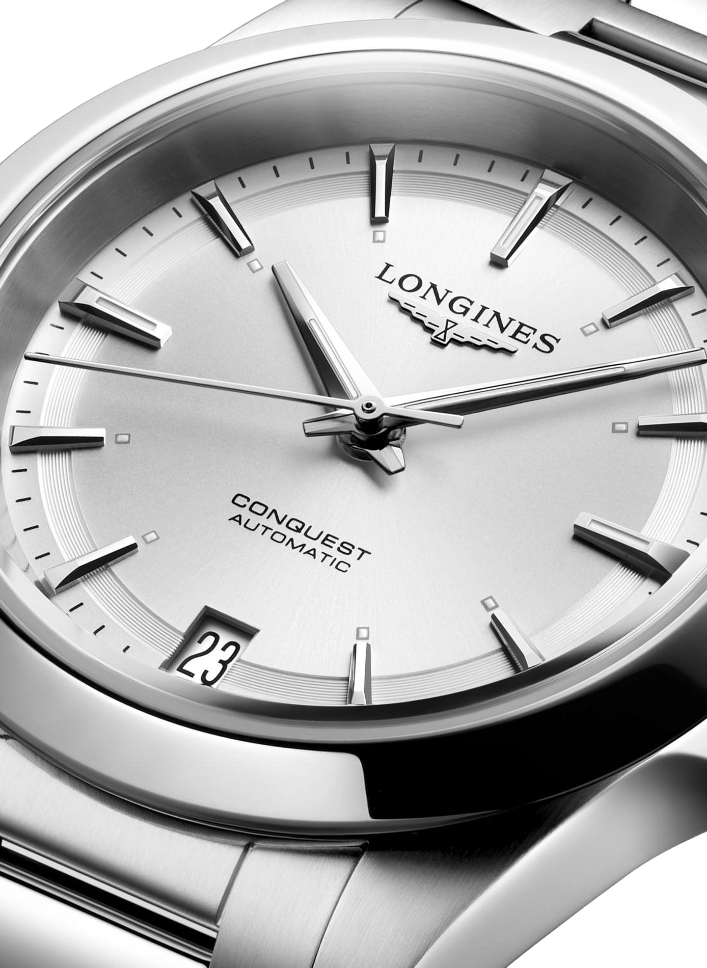Montre automatique Conquest 2023 en acier inoxydable LONGINES Blanc