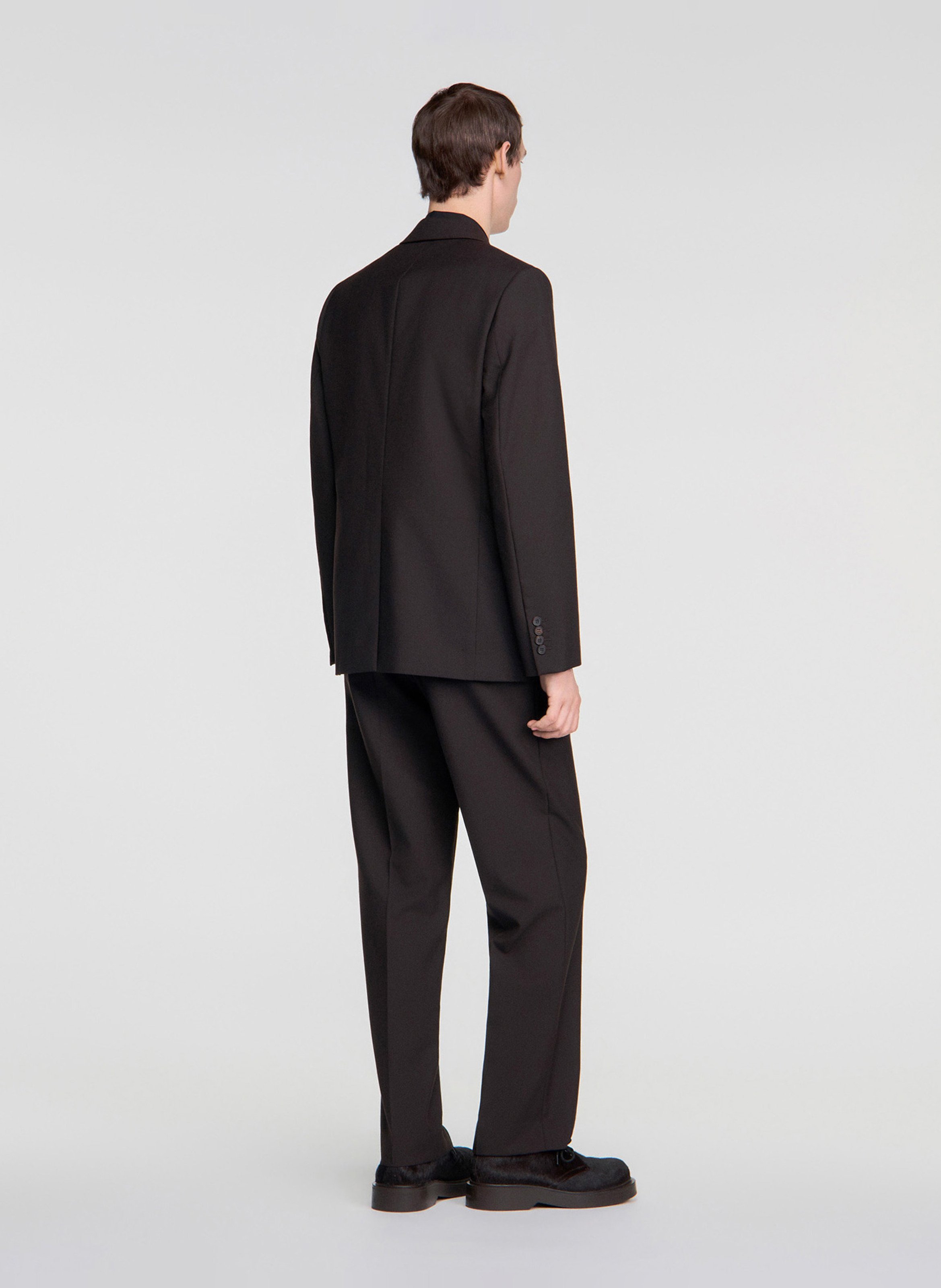 Veste col tailleur en laine SANDRO Marron