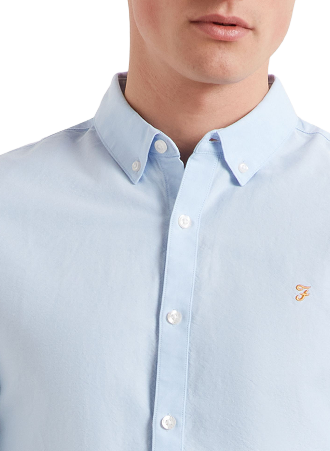 Chemise droite à logo brodé en coton FARAH Blue
