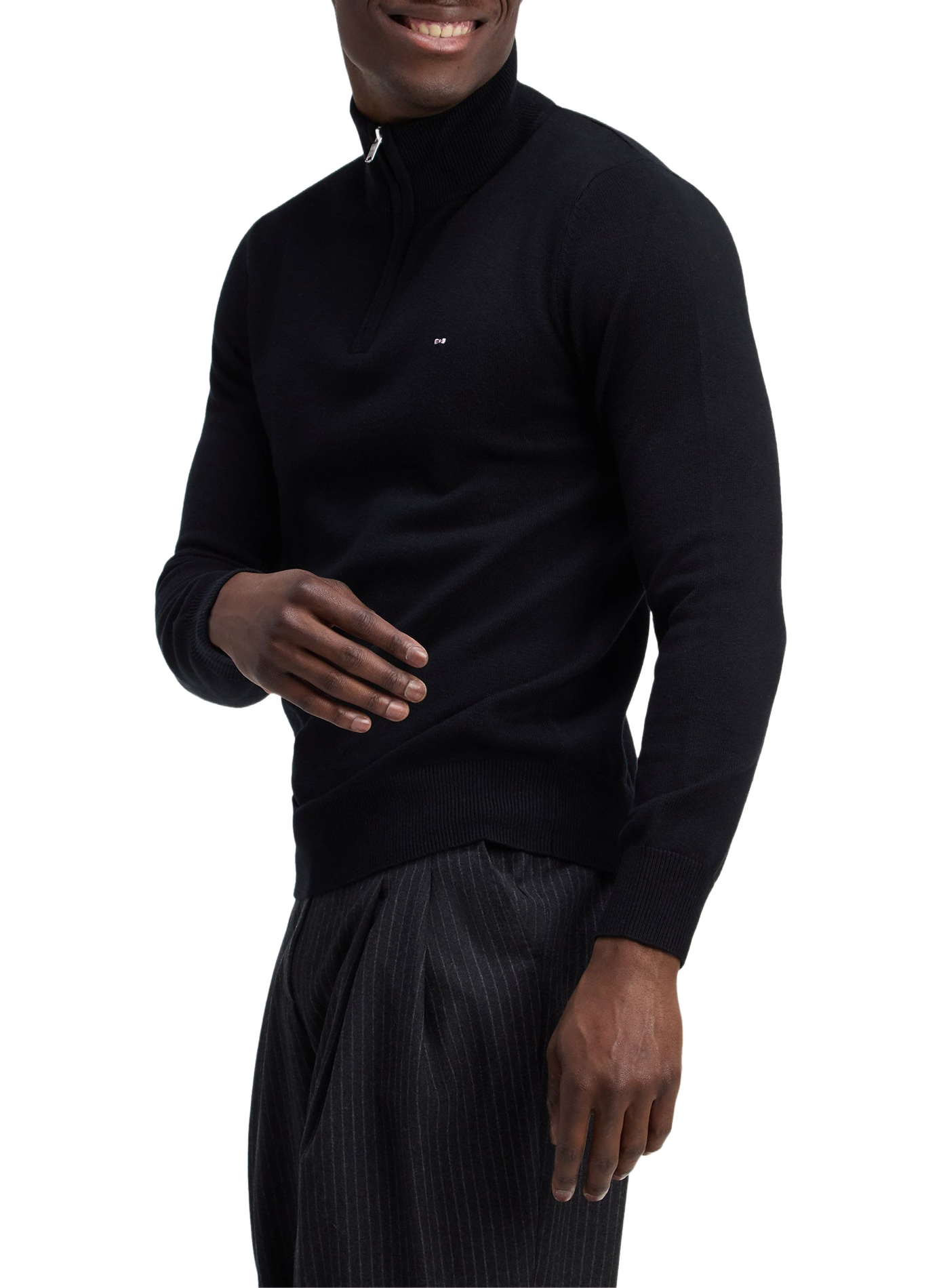 Pull col montant zippée en laine mélangée EDEN PARK Black