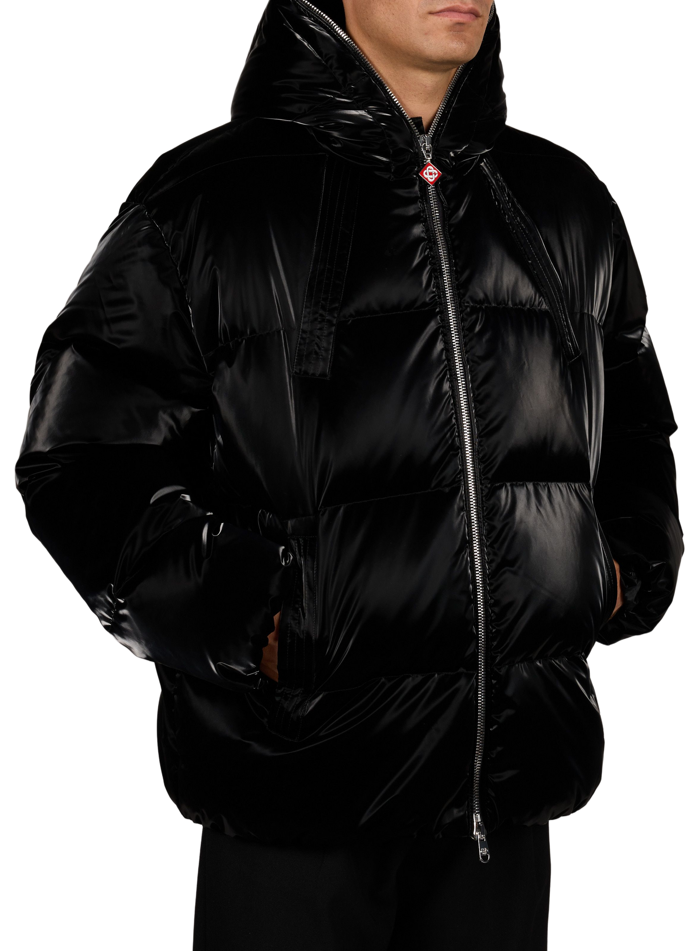 Hooded straight-fit padded jacket CASABLANCA PARIS Black