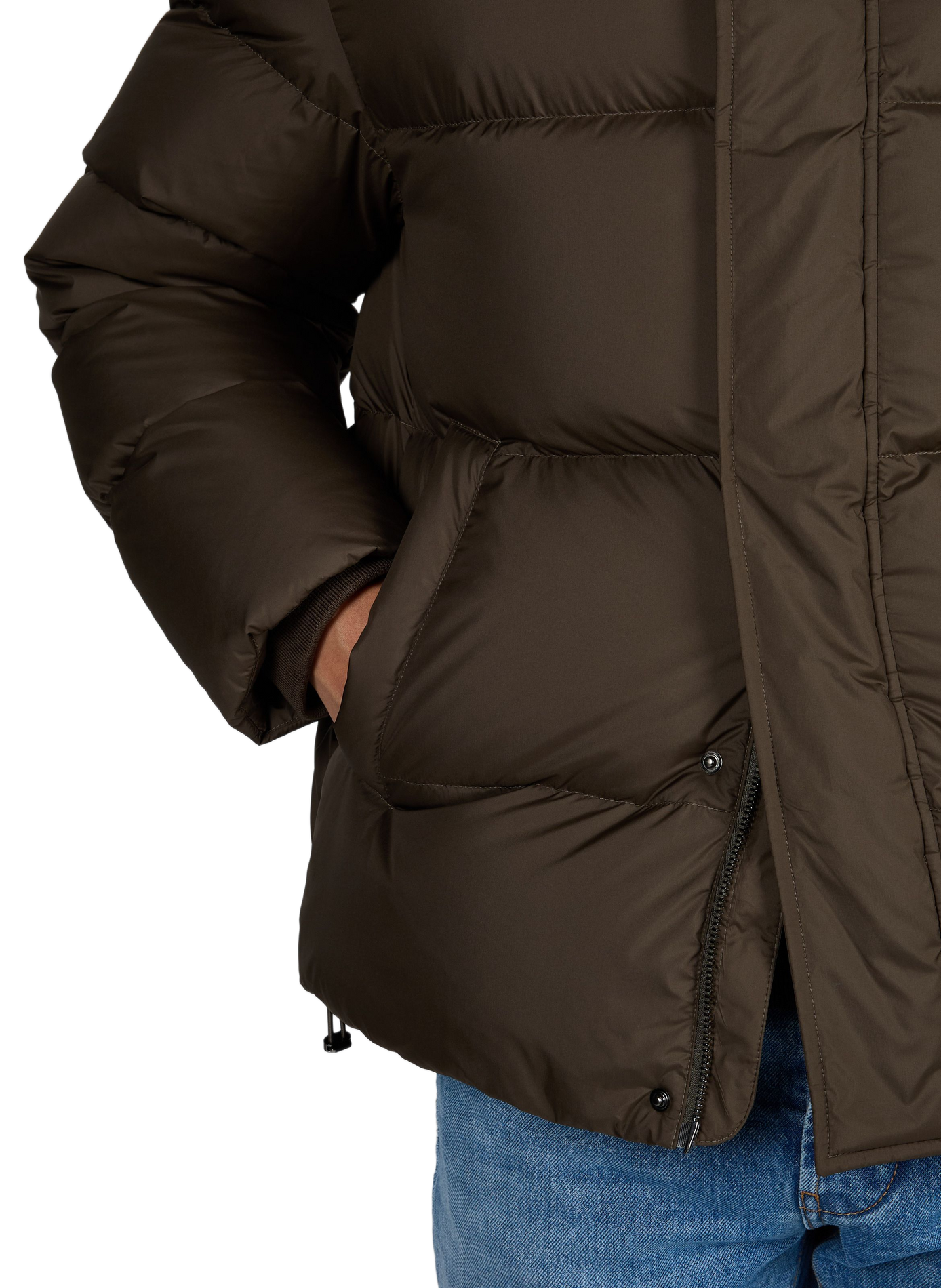 Recht gewatteerde jas met capuchon EMPORIO ARMANI Kaki