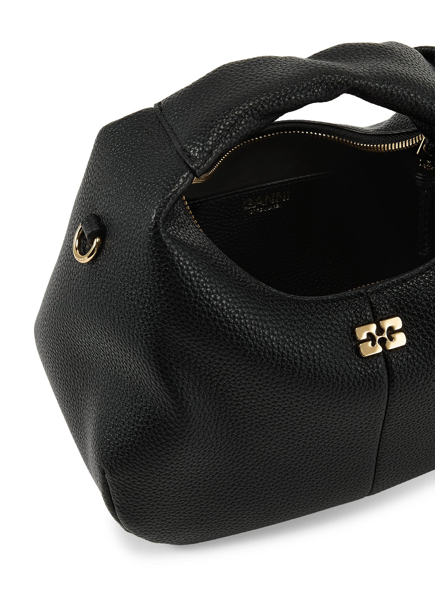 Grained hobo bag GANNI Black