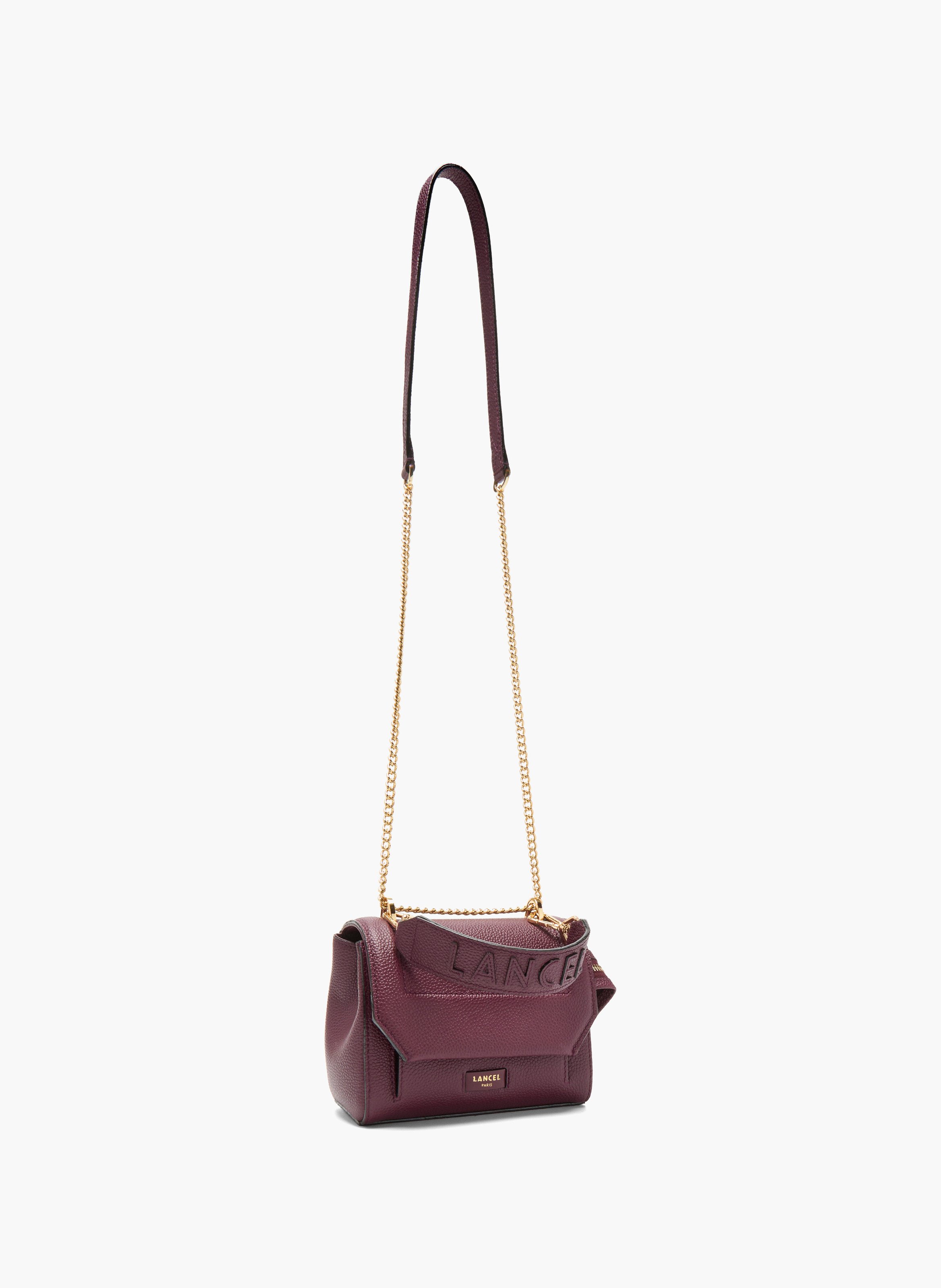 Sac à rabat s - ninon by lancel, cuir de vachette grainé et lisse, cassis/or, 18 x 15 x 8,5 cm. LANCEL Multicolore