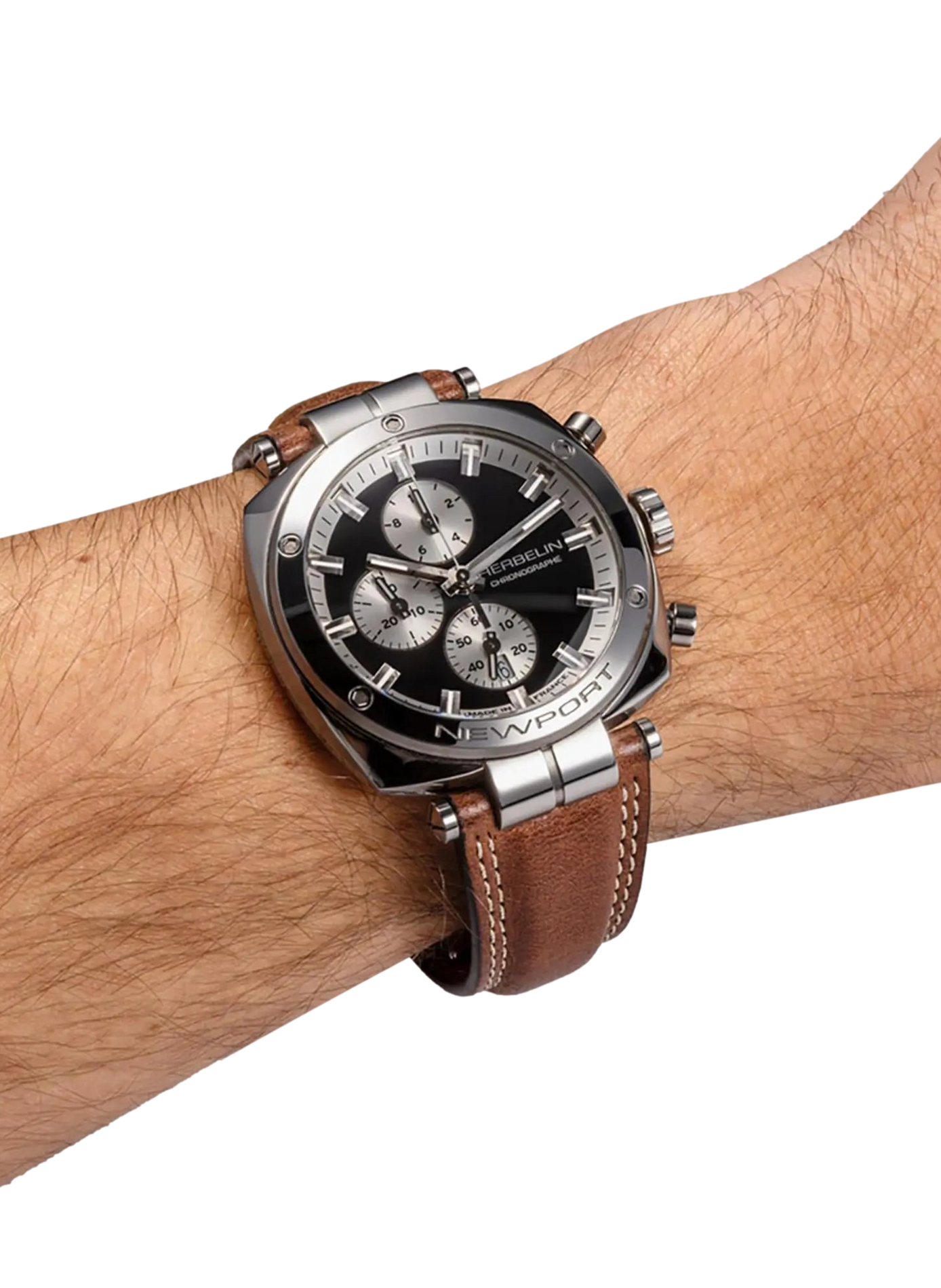 Quarz Uhr im Art-Déco-Stil aus Edelstahl HERBELIN Silber
