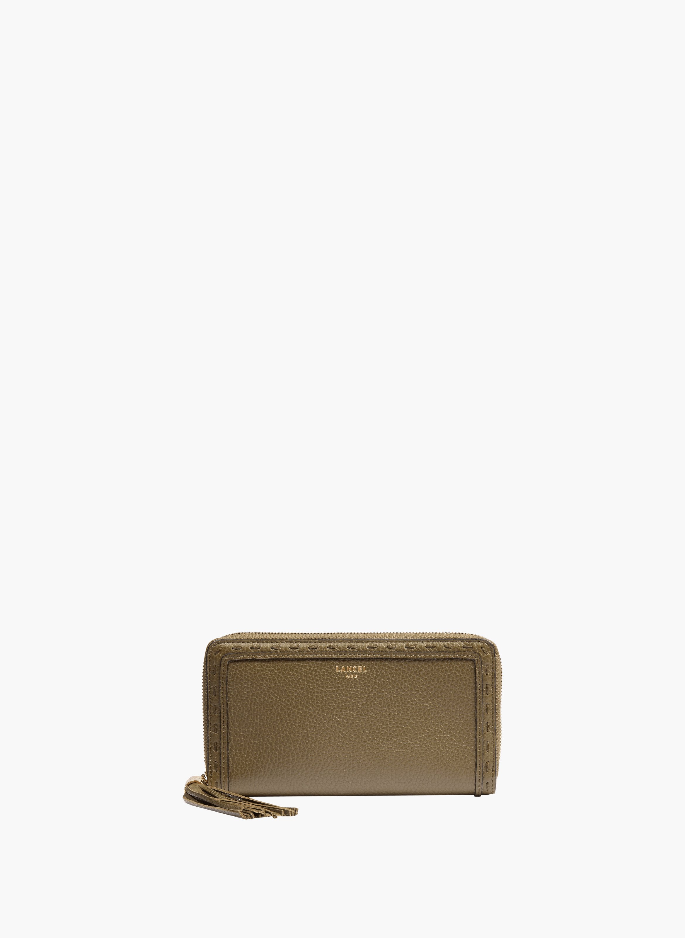 Portefeuille long premier flirt de lancel en kaki foncé, à fermeture éclair tout autour LANCEL Vert