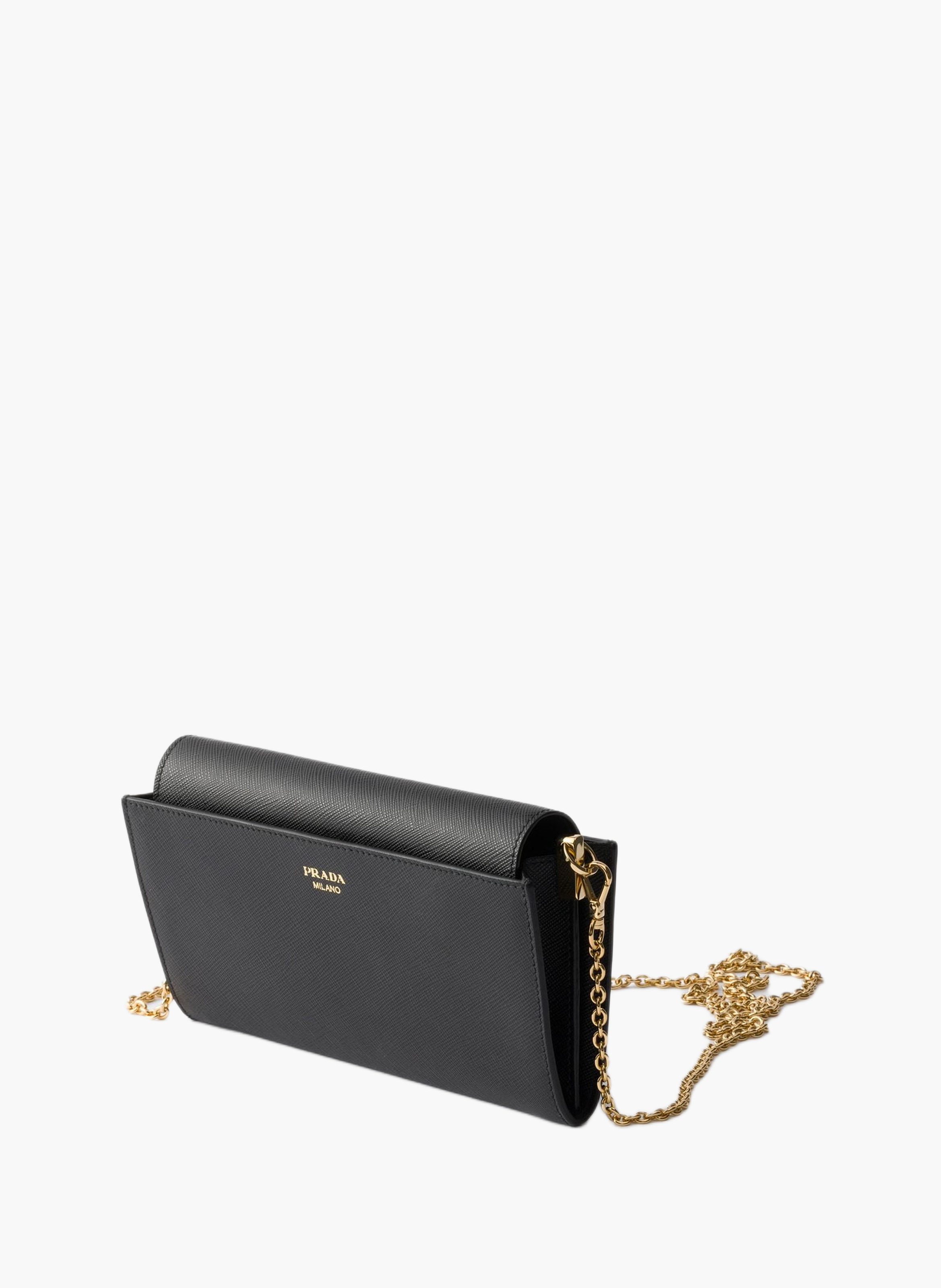 Portefeuille à bandoulière en cuir saffiano PRADA Noir
