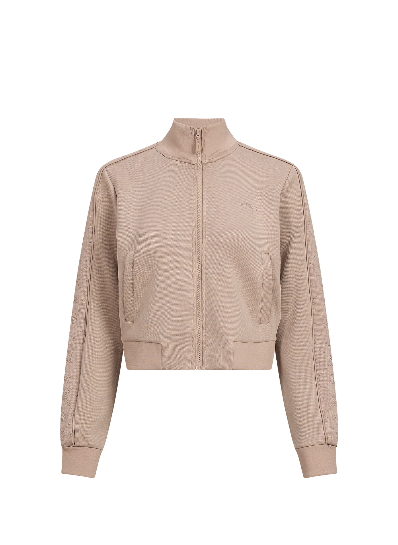 ELSA short zip-up high-neck cardigan GUESS Beige